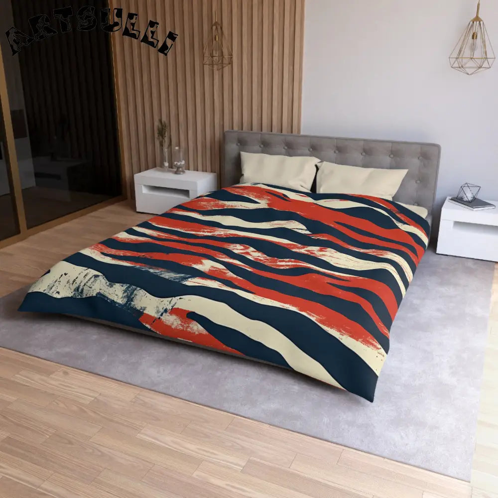 JAKKOUTTHEBXX Art Printed Abstract Striped Throw Blanket Red Navy