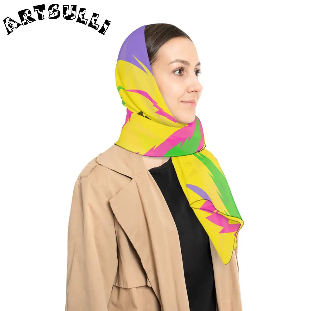 JAKKOUTTHEBXX Retro Psychedelic Tiger Stripes Yellow Poly Scarf