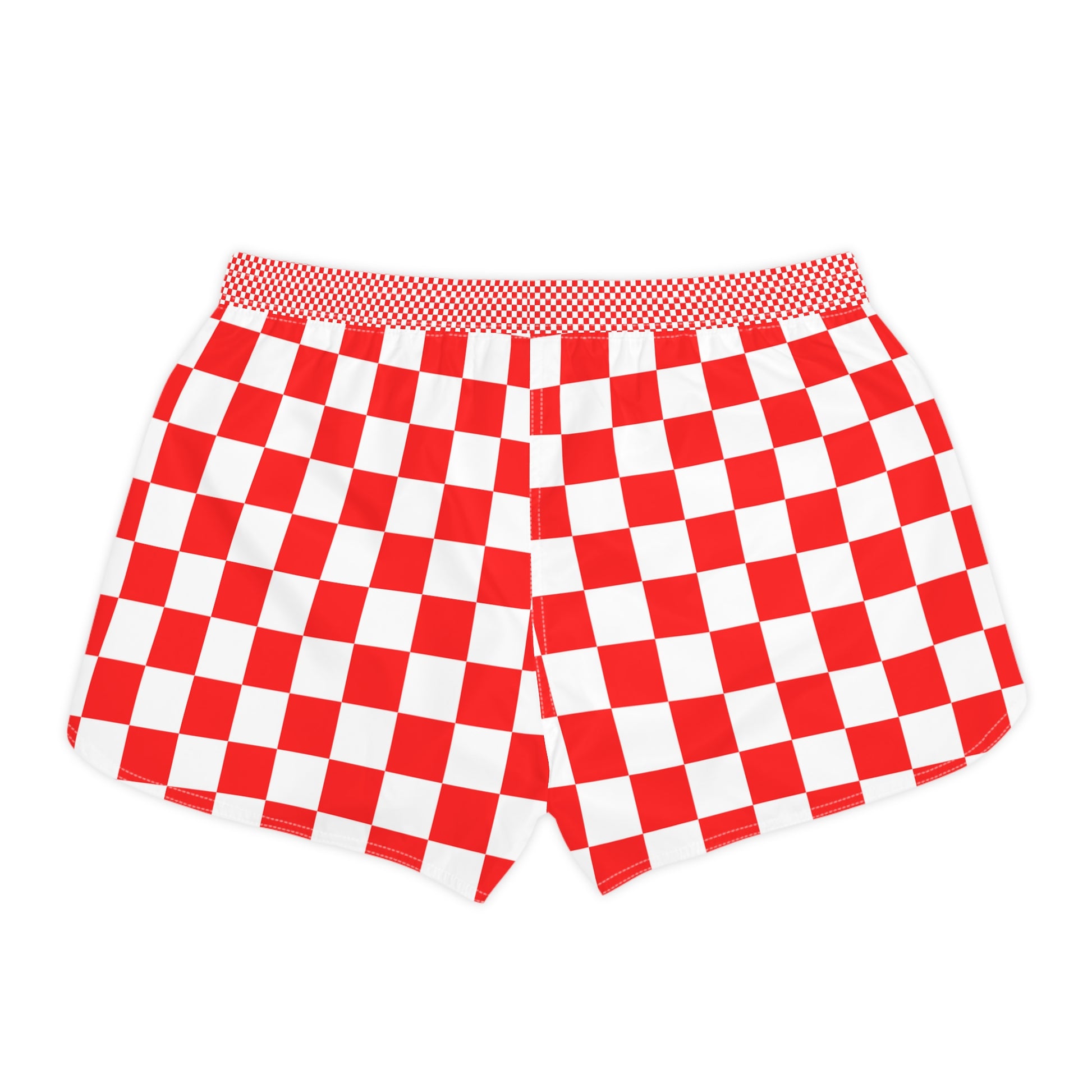 Checkerboard Red and White Women's Casual Shorts (AOP), Artsulli - Art is Long, Life is Short, All Over Prints, , , , , , , 