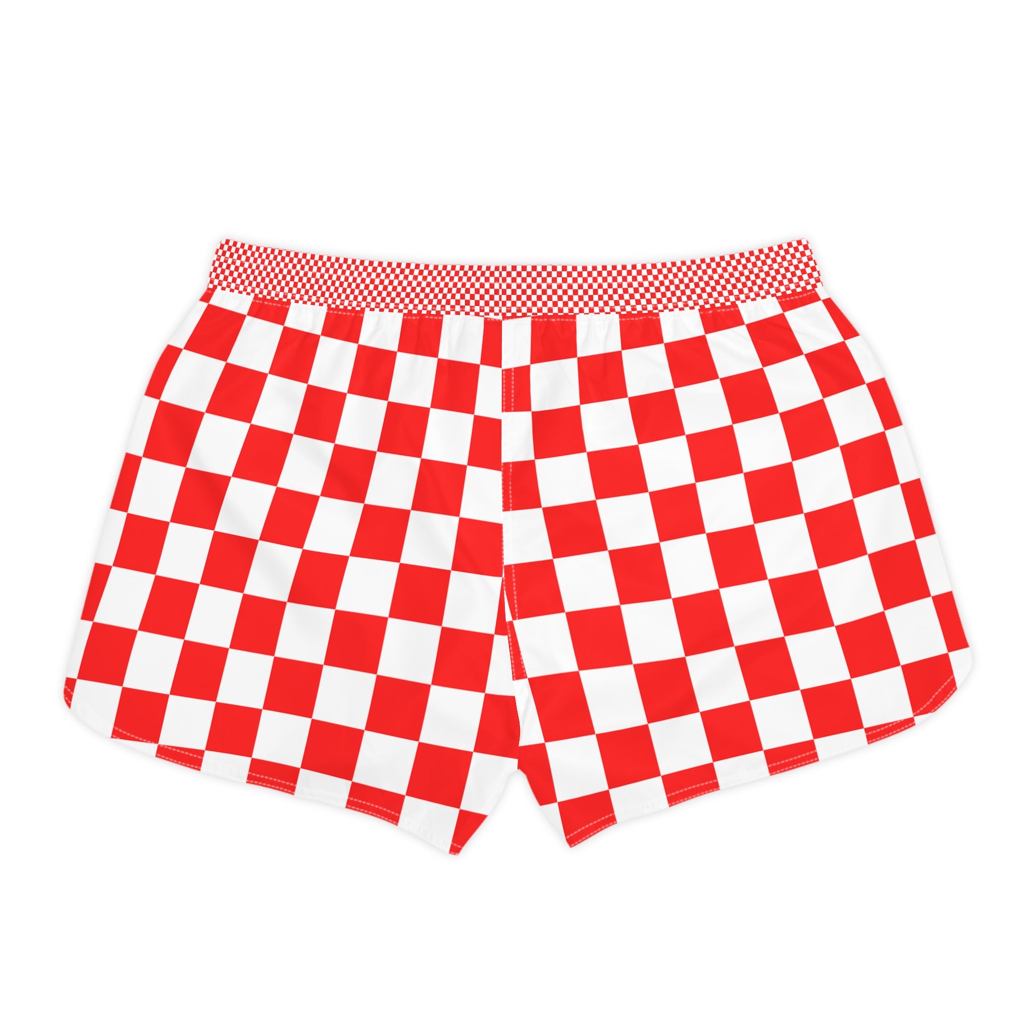 Checkerboard Red and White Women's Casual Shorts (AOP), Artsulli - Art is Long, Life is Short, All Over Prints, , , , , , , 