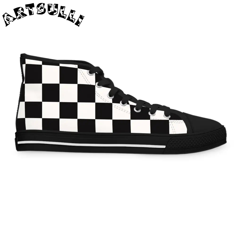 JAKKOUTTHEBXX Checkerboard Black and White Women’s High Top Sneakers