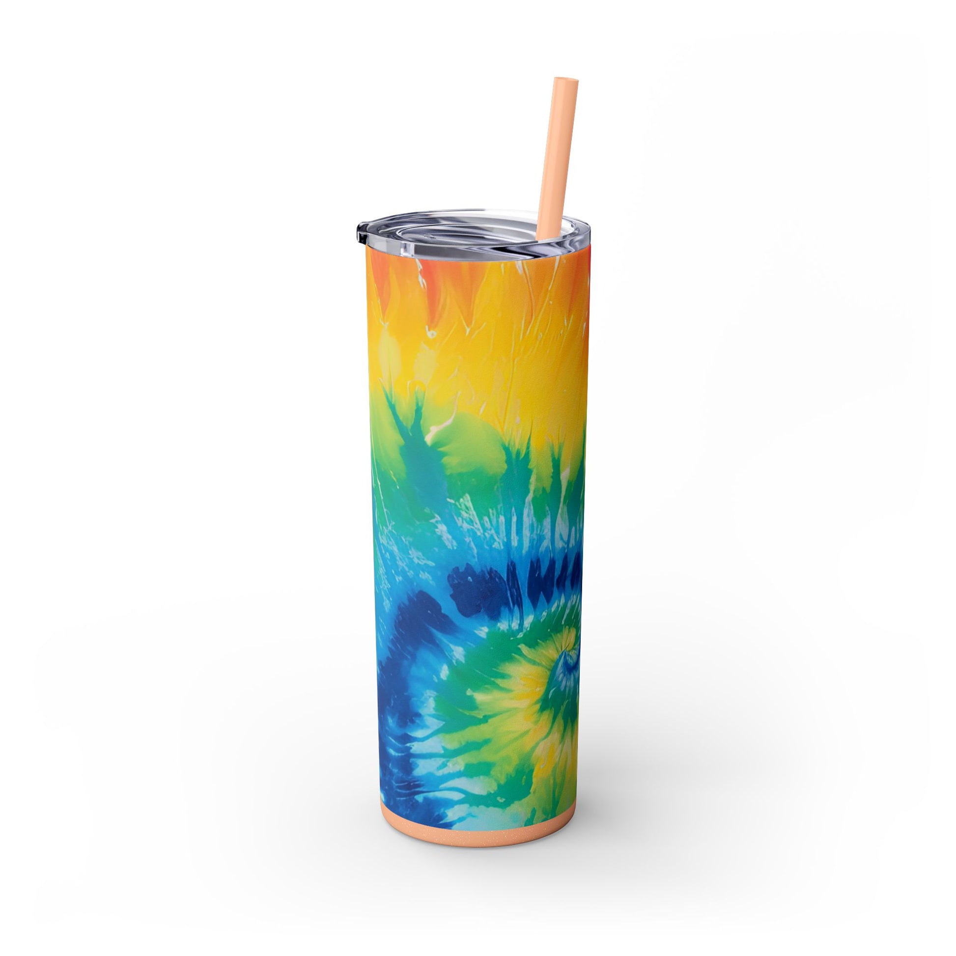 Tie Dye Skinny Tumbler with Straw, 20oz, Artsulli - Art is Long, Life is Short, Mug, , , , , , , 