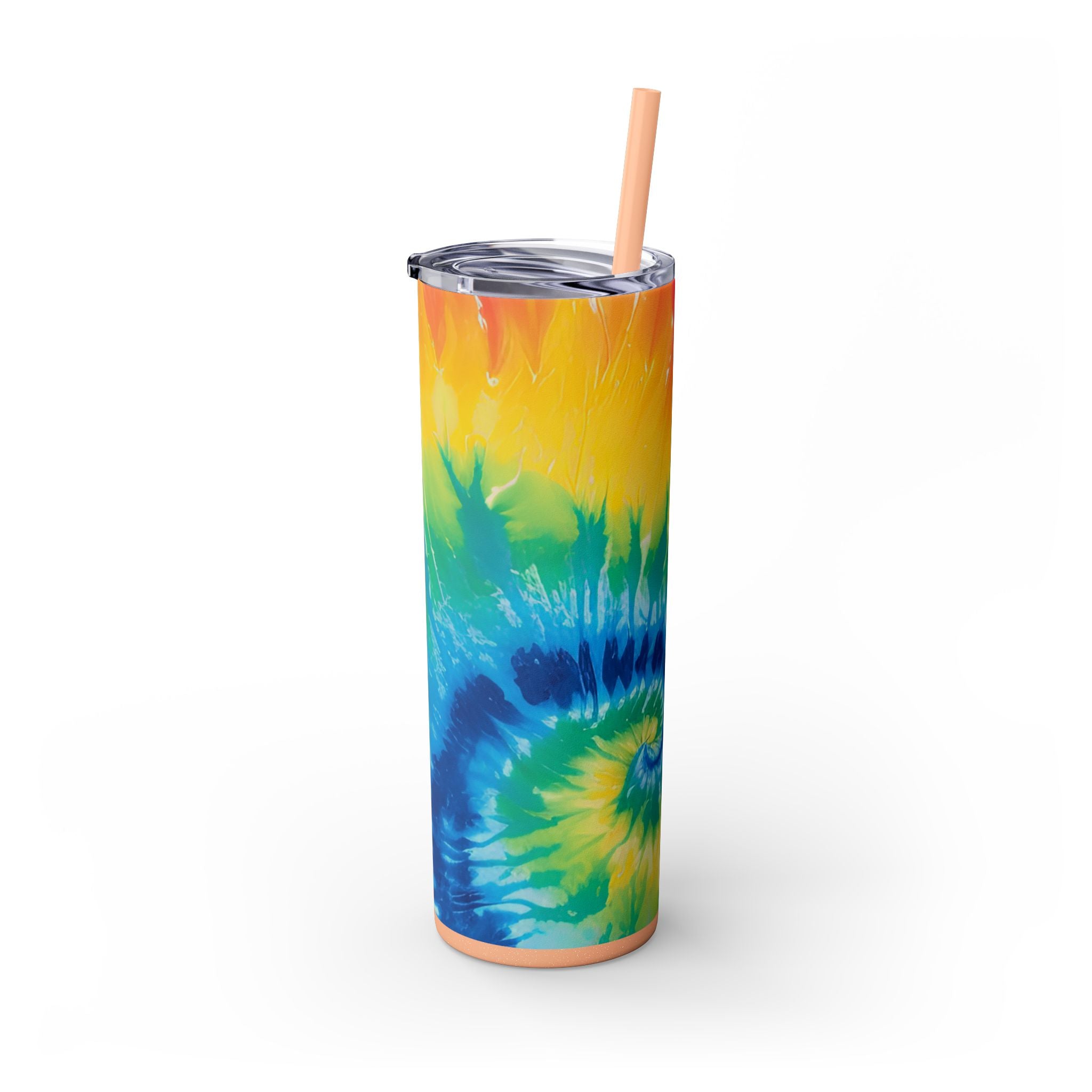 Tie Dye Skinny Tumbler with Straw, 20oz, Artsulli - Art is Long, Life is Short, Mug, , , , , , , 
