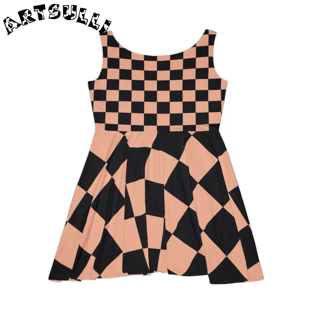 JAKKOUTTHEBXX Checkerboard Soft Orange and Black Women’s Skater