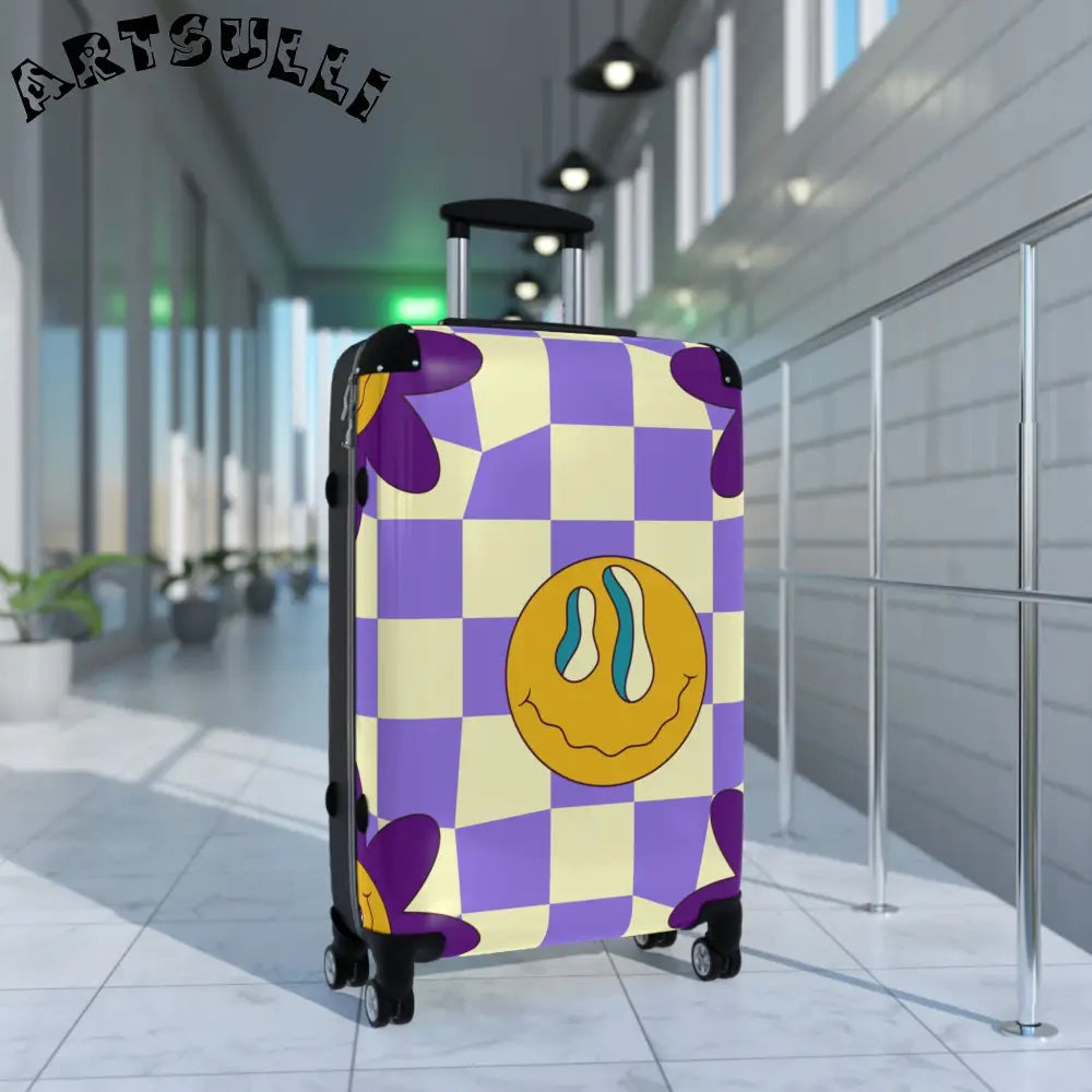 JAKKOUTTHEBXX Trippy Flower Power Motifs Suitcase JAKKOUTTHEBXX