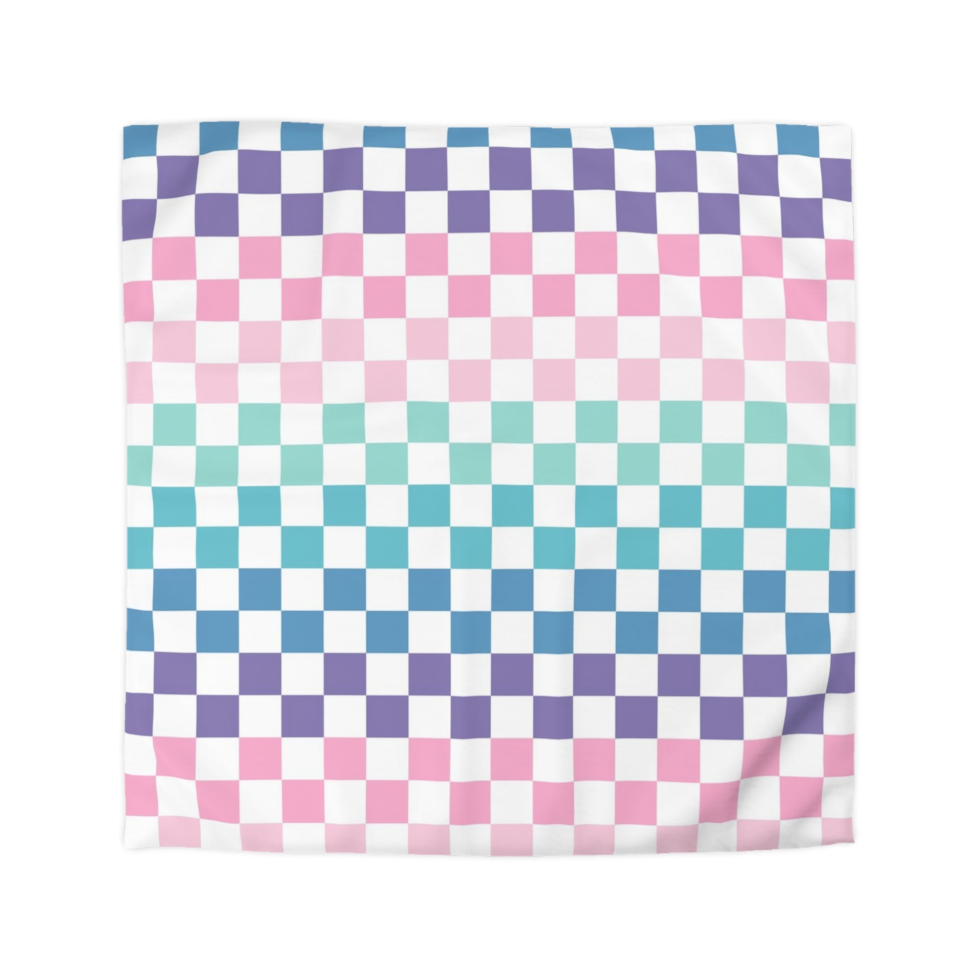 Vaporwave Rainbow  Checkerboard Multi-Color Microfiber Duvet Cover, Artsulli - Art is Long, Life is Short, Home Decor, Size, Queen, Color, Cream, , , 31898313508481241311