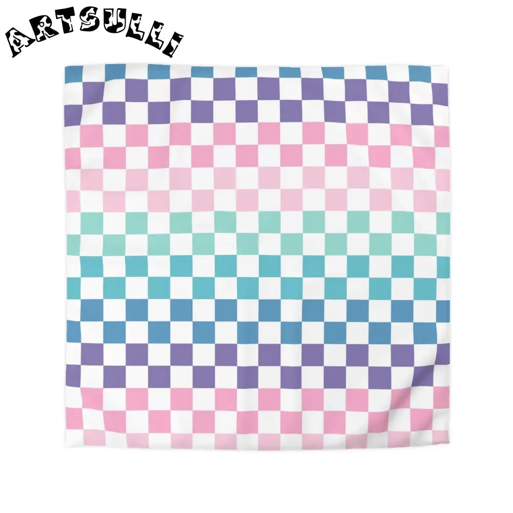 JAKKOUTTHEBXX Vaporwave Rainbow Checkerboard Multi-Color Microfiber