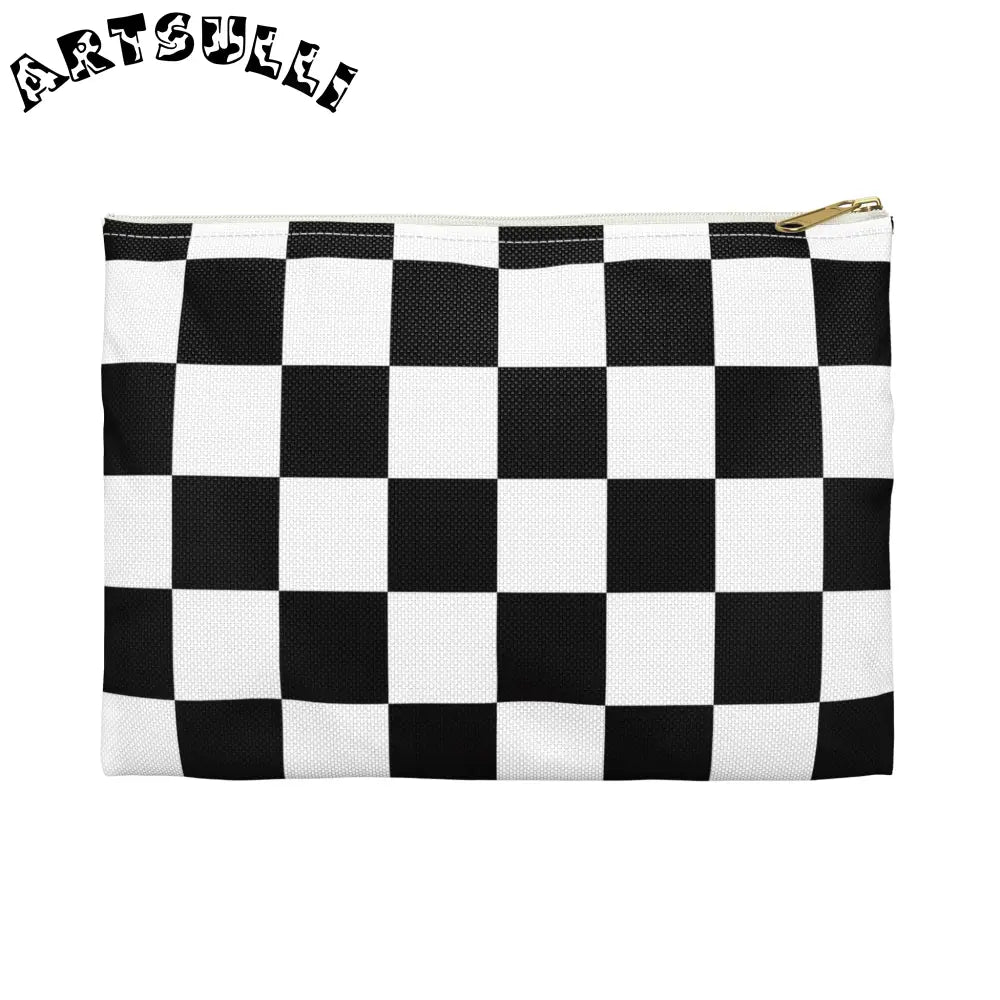 JAKKOUTTHEBXX Checkerboard Black and White Accessory Pouch