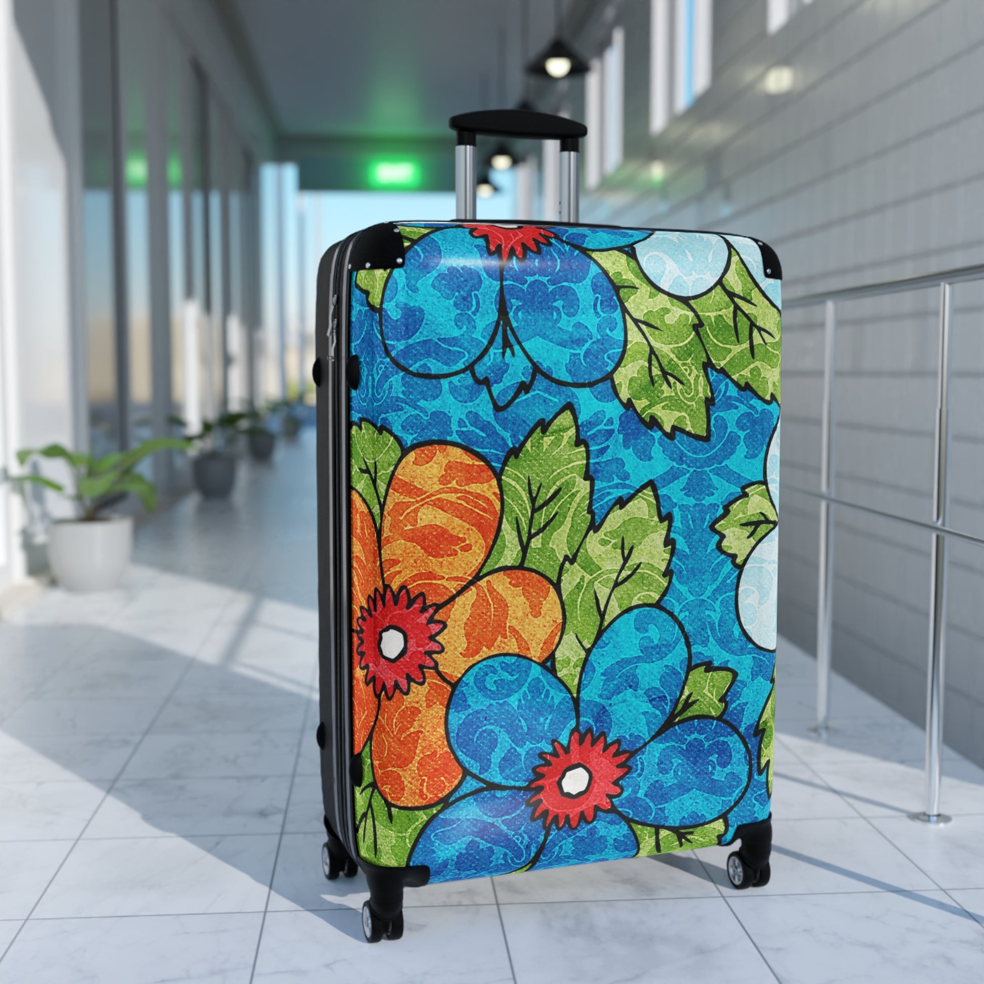 Blue Orange Groovy Suitcase, Artsulli - Art is Long, Life is Short, Bags, , , , , , , 