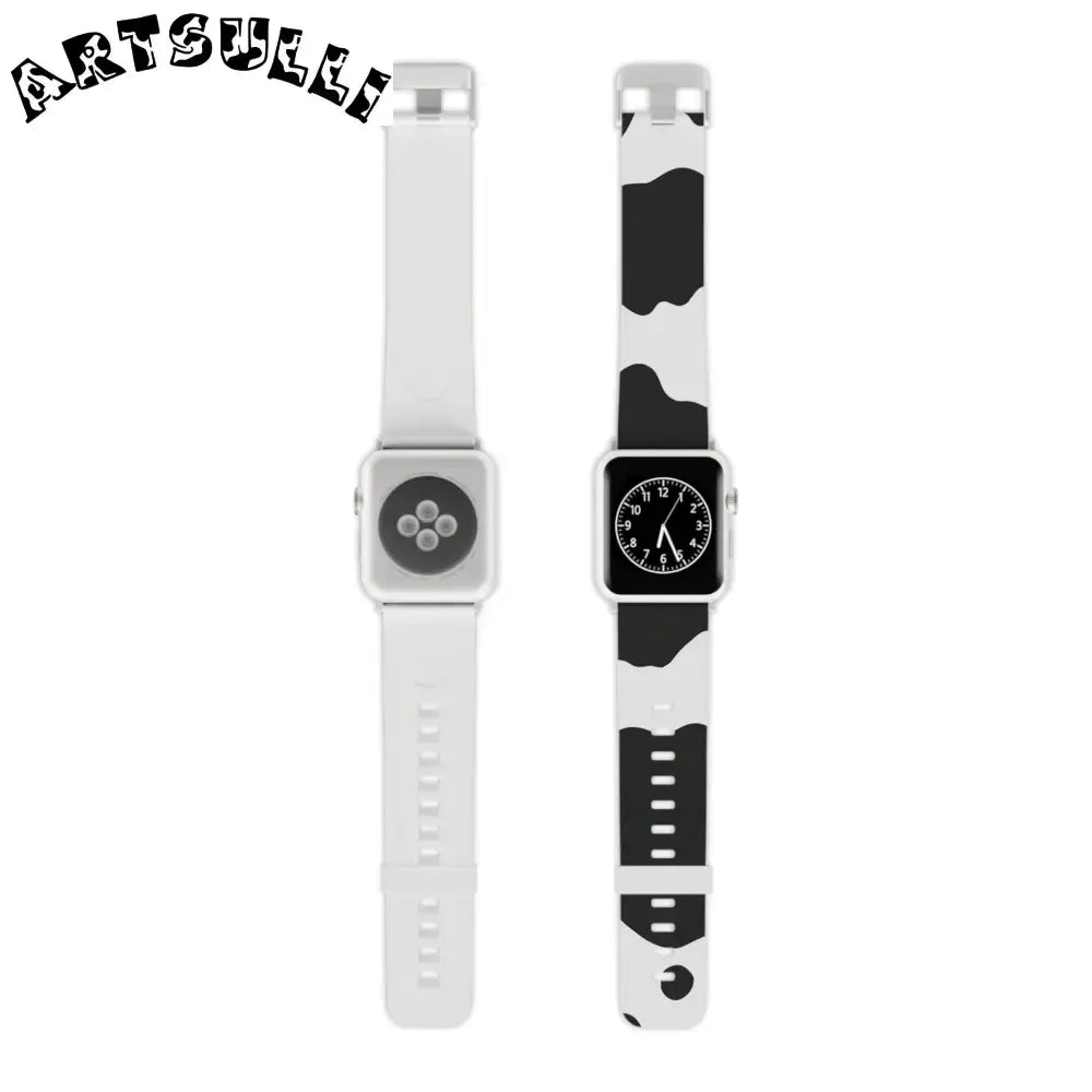 JAKKOUTTHEBXX Smartwatch Pair with White and Cow Print Apple Watch