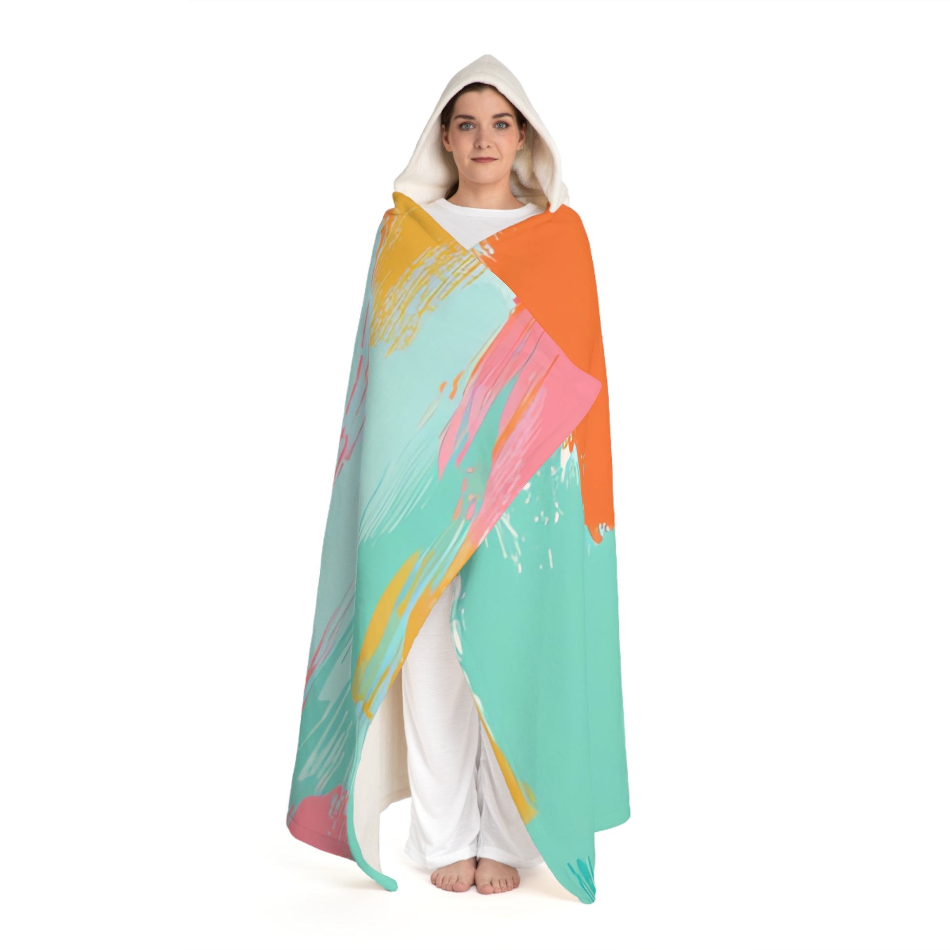 Preppy Pixel Bloom Hooded Sherpa Fleece Blanket, Artsulli - Art is Long, Life is Short, All Over Prints, , , , , , , 