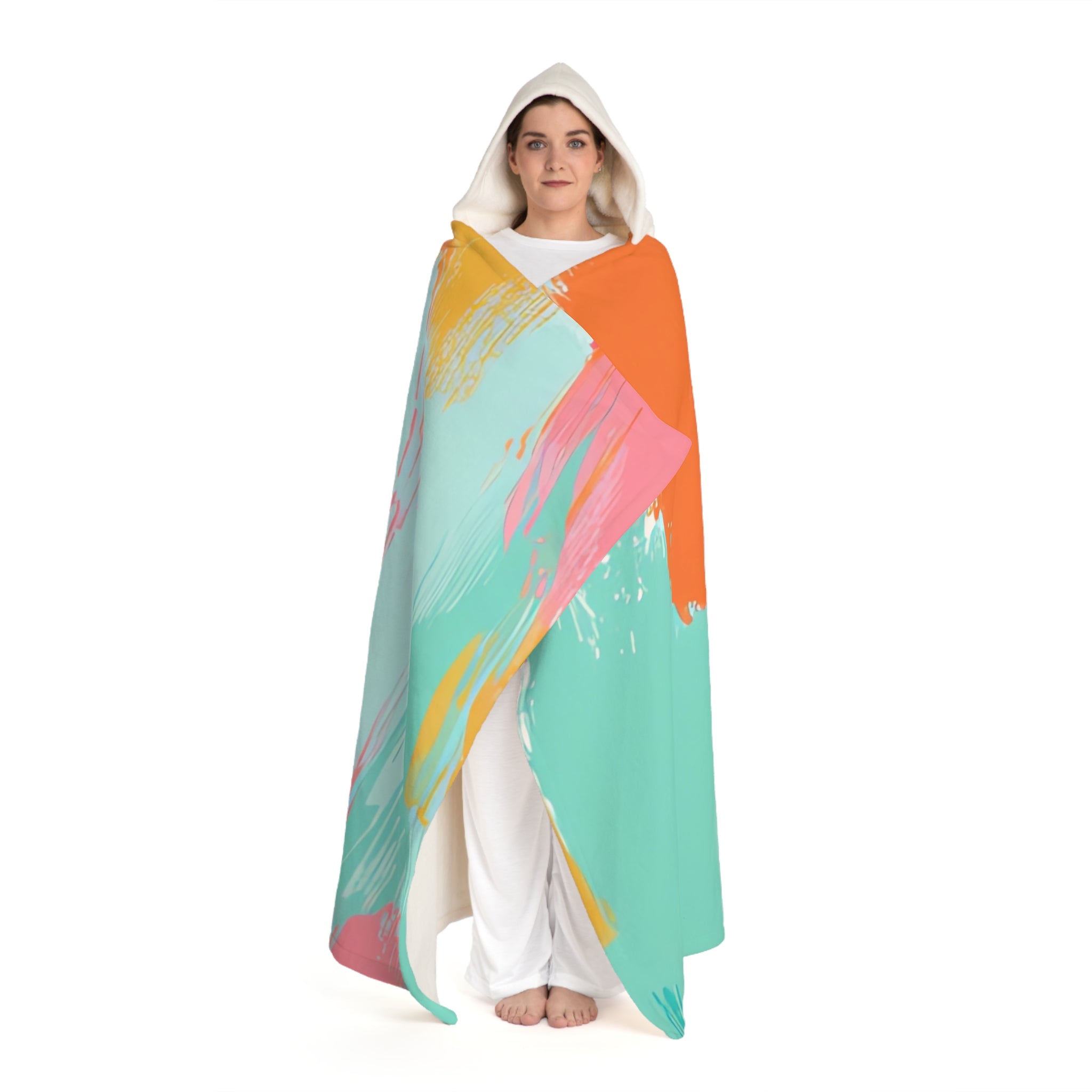 Preppy Pixel Bloom Hooded Sherpa Fleece Blanket, Artsulli - Art is Long, Life is Short, All Over Prints, , , , , , , 