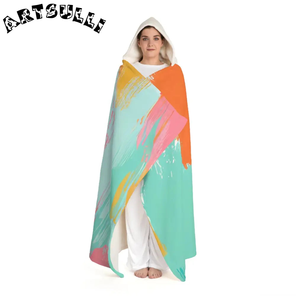 JAKKOUTTHEBXX Preppy Pixel Bloom Hooded Sherpa Fleece Blanket
