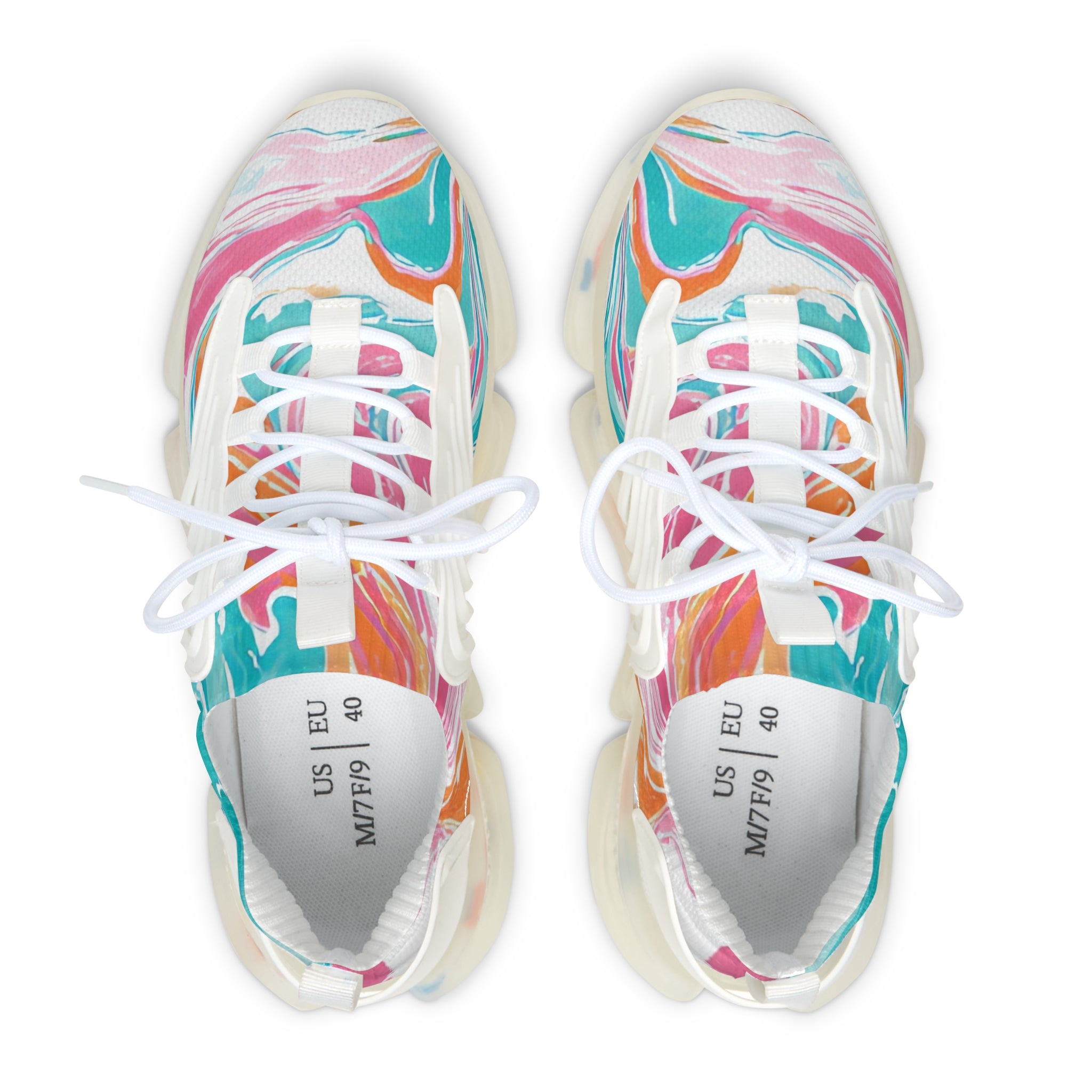 Liquid Pastel Spill Multi-Color Women's Mesh Sneakers, Artsulli - Art is Long, Life is Short, Shoes, , , , , , , 