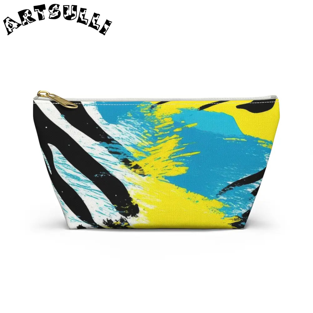 Zebra Stripes x Leapord Print x Paint Splatter Multi-Color Accessory Pouch w T-bottom, Artsulli - Art is Long, Life is Short, Bags, Size, Small, Color, White zipper, , , 17707856896293