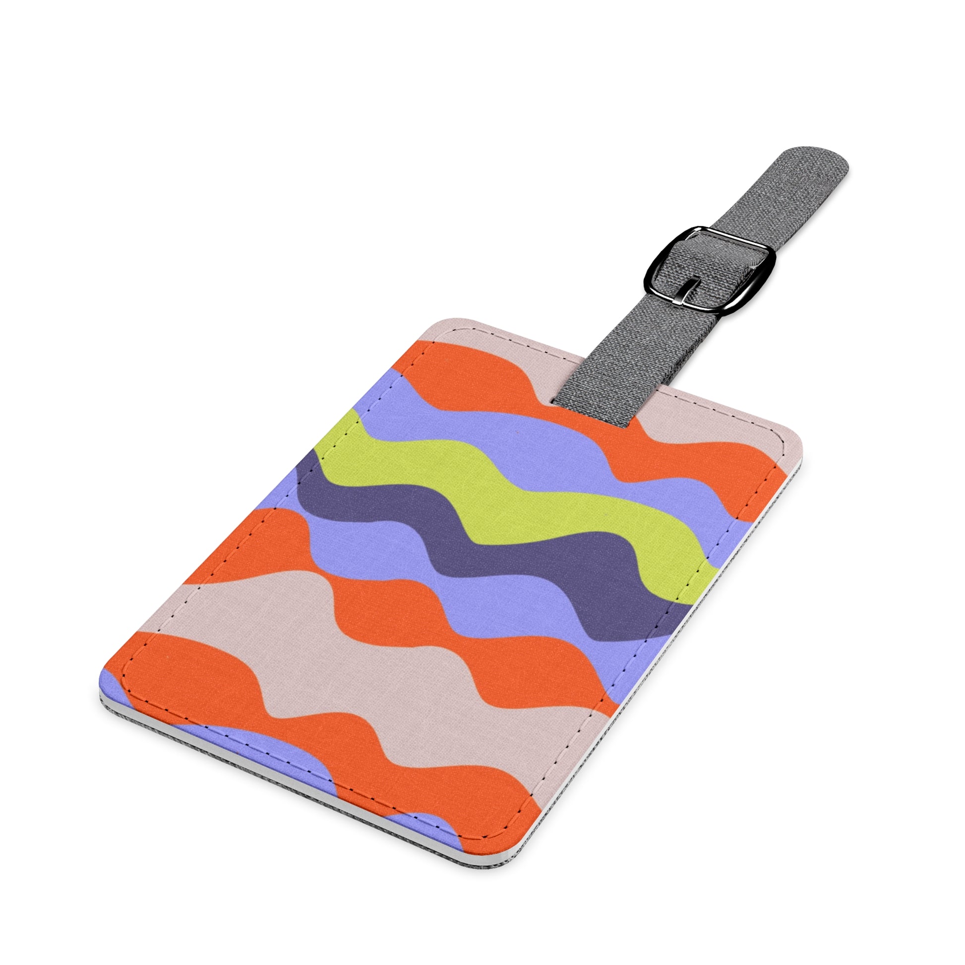 Waves Red and Blue Saffiano Polyester Luggage Tag, Rectangle, Artsulli - Art is Long, Life is Short, Accessories, , , , , , , 