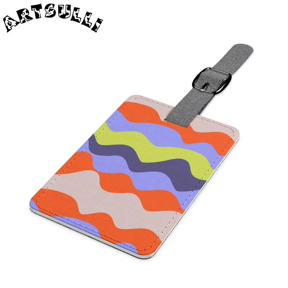 JAKKOUTTHEBXX Waves Red and Blue Saffiano Polyester Luggage Tag