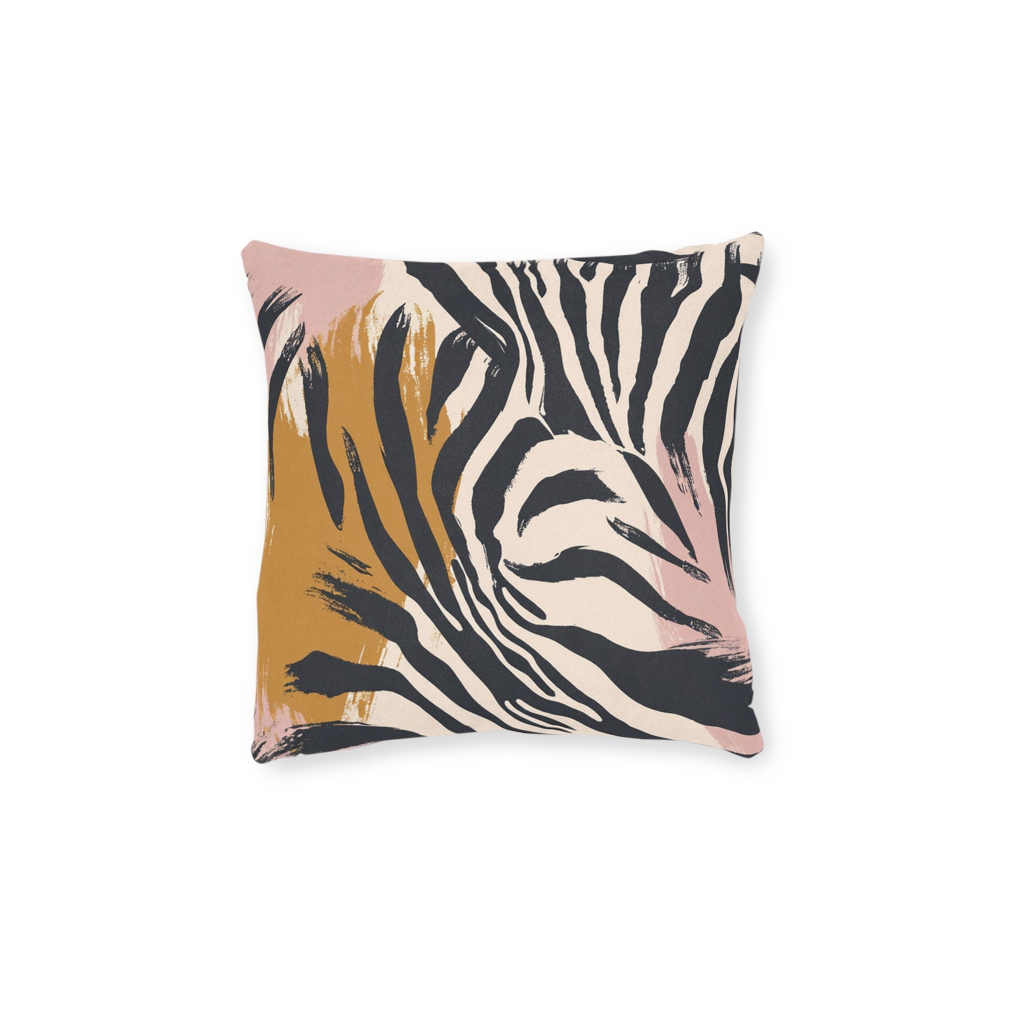 Beige Zebra Jungle Flats Square Pillow, Artsulli - Art is Long, Life is Short, Home Decor, , , , , , , 