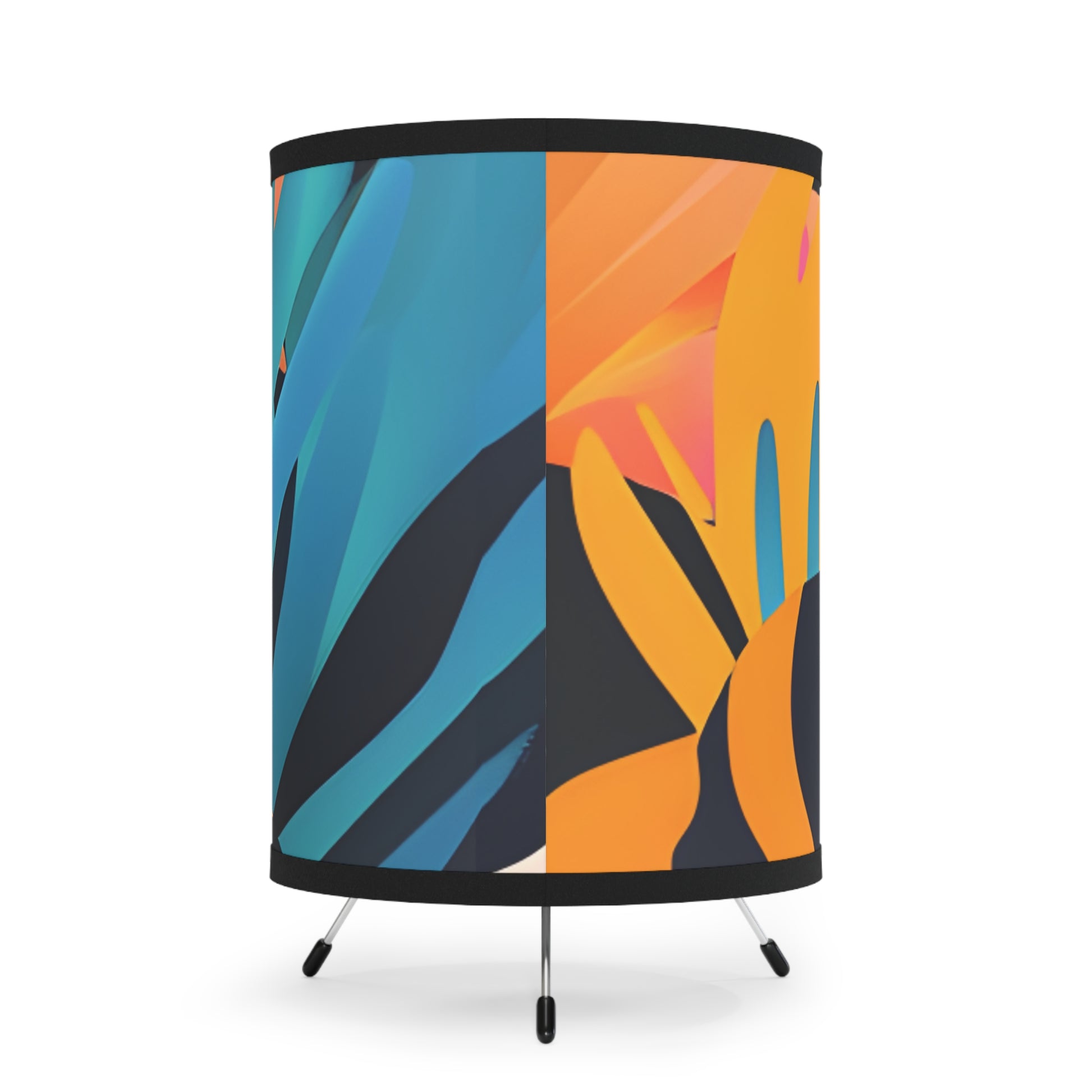 Palm Leaves x Tiger Stripes Orange and Blue Tripod Lamp with High-Res Printed Shade, US\CA plug, Artsulli - Art is Long, Life is Short, Home Decor, , , , , , , 