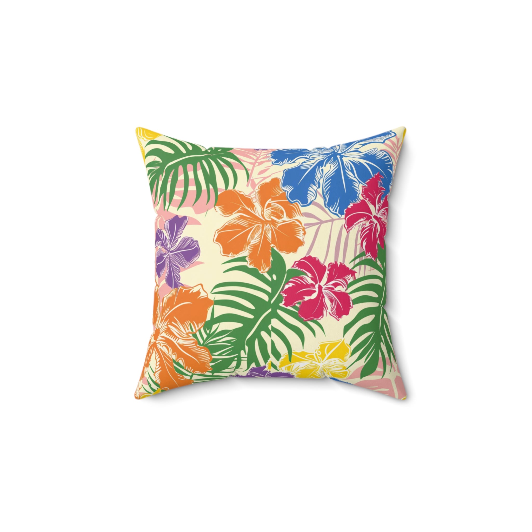 Blooming Tropical Flowers Spun Polyester Square Pillow, Artsulli - Art is Long, Life is Short, Home Decor, Size, 14" × 14", , , , , 21159722545646555473