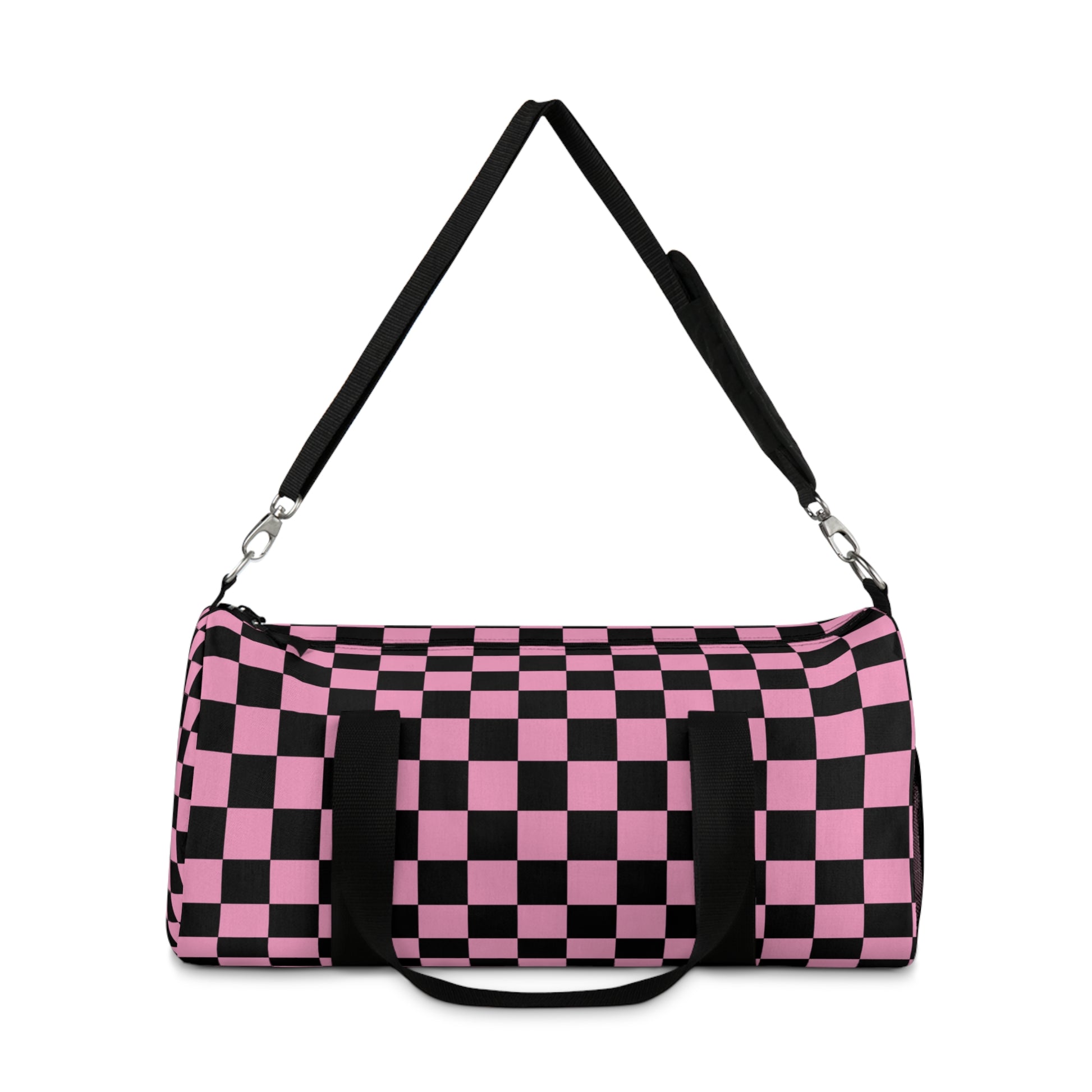 Checkerboard II Black and Pink Duffel Bag, Artsulli - Art is Long, Life is Short, Bags, , , , , , , 