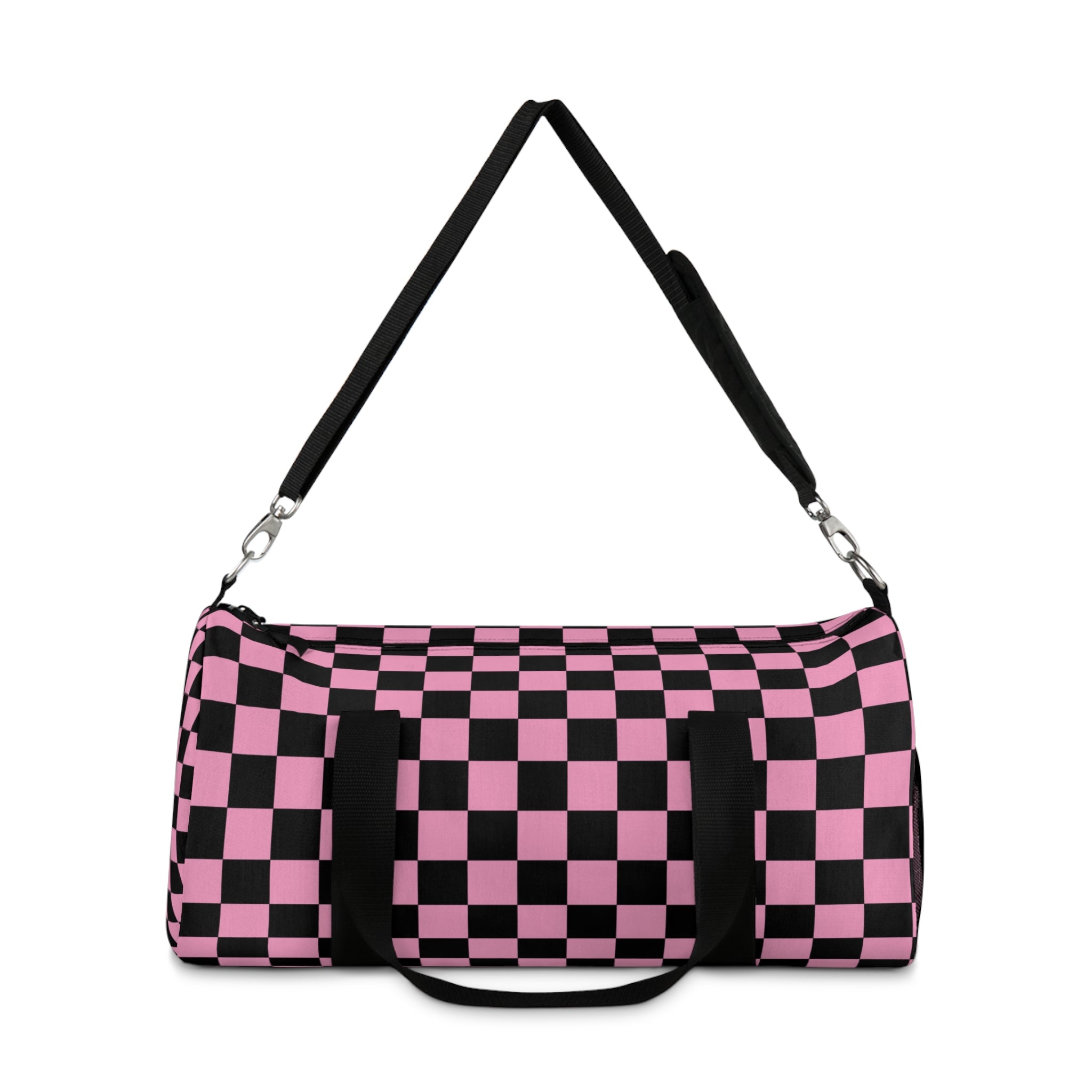 Checkerboard II Black and Pink Duffel Bag, Artsulli - Art is Long, Life is Short, Bags, , , , , , , 