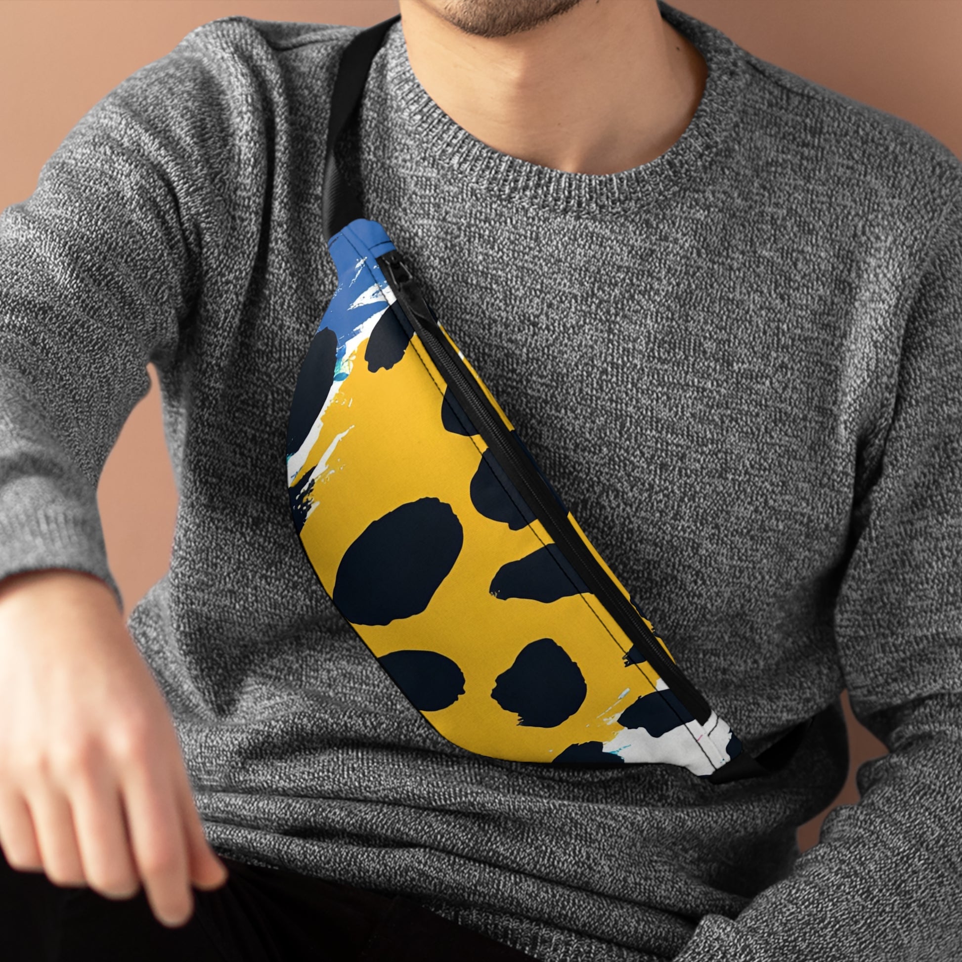 Leopard Print x Paint Brush Strokes Multi-Color Fanny Pack, Artsulli - Art is Long, Life is Short, Bags, , , , , , , 