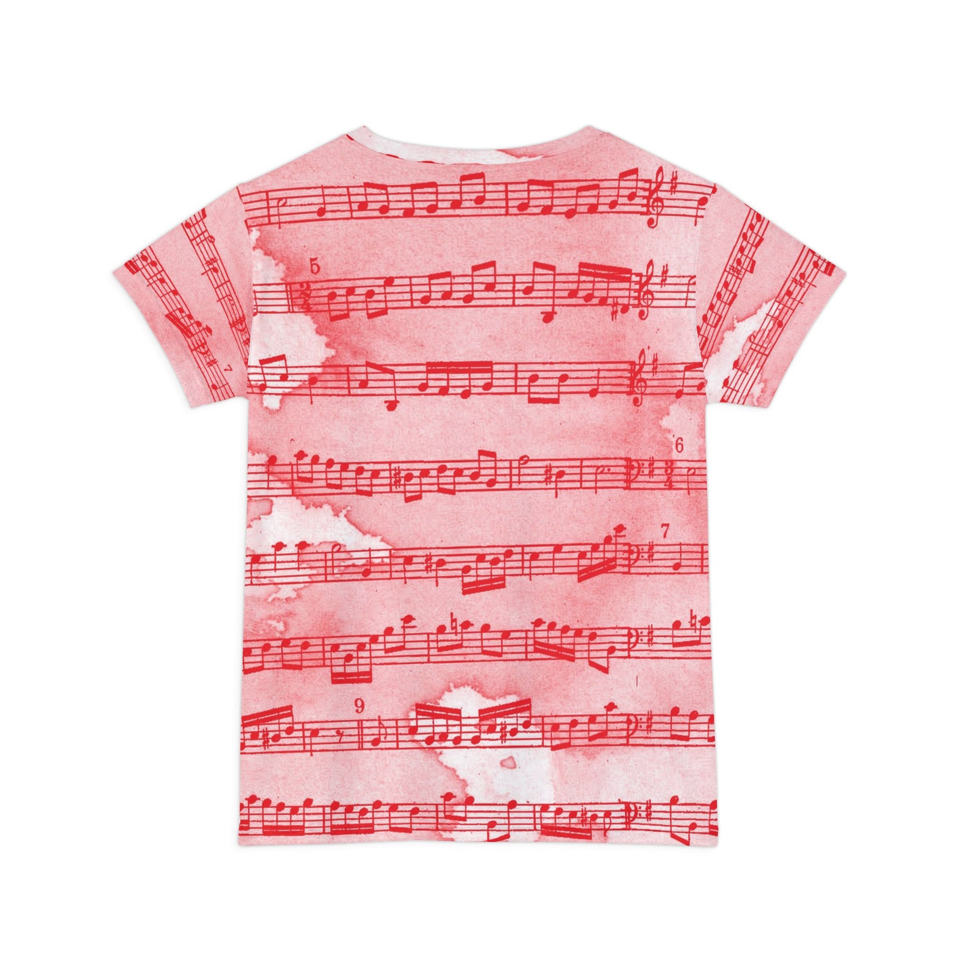 Drip Spill Type Beat Sheet Music Red Women's Short Sleeve Shirt (AOP), Artsulli - Art is Long, Life is Short, All Over Prints, , , , , , , 