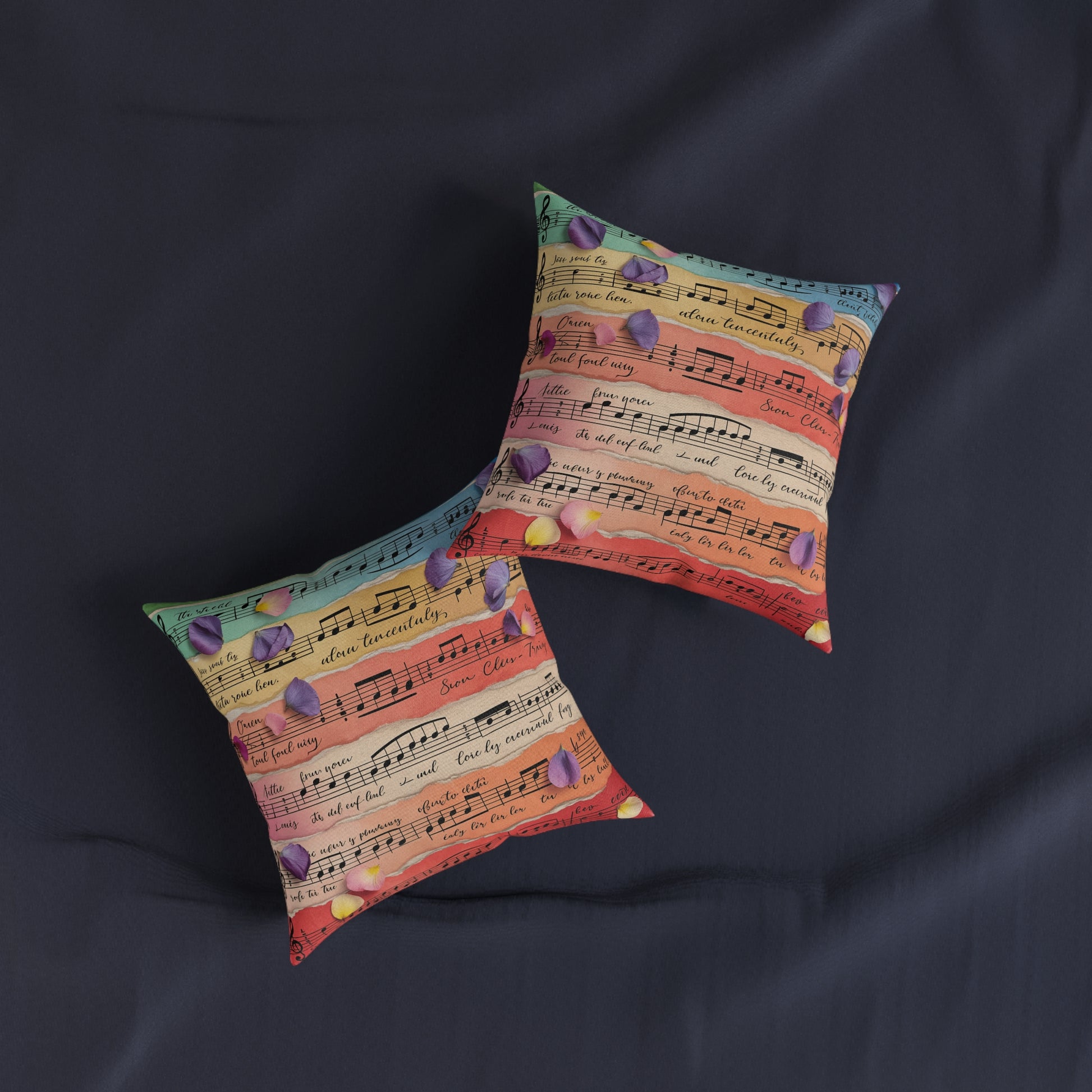 Torn Type Beat Sheet Music Multi-Color Square Pillow, Artsulli - Art is Long, Life is Short, Home Decor, , , , , , , 