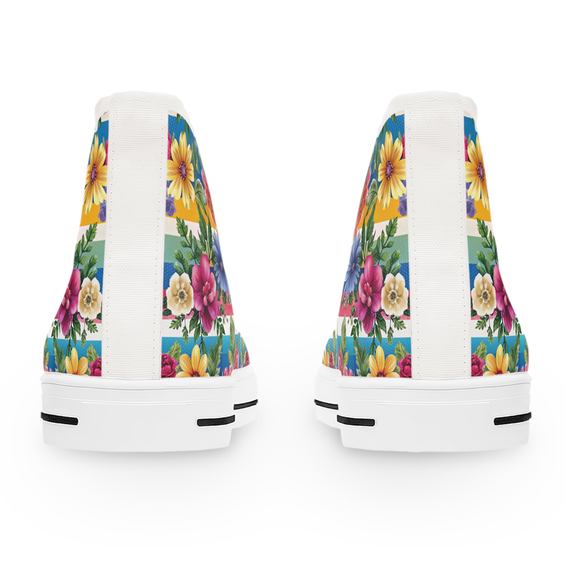 Floral Stripe 4K III Women's High Top Sneakers, Artsulli - Art is Long, Life is Short, Shoes, , , , , , , 