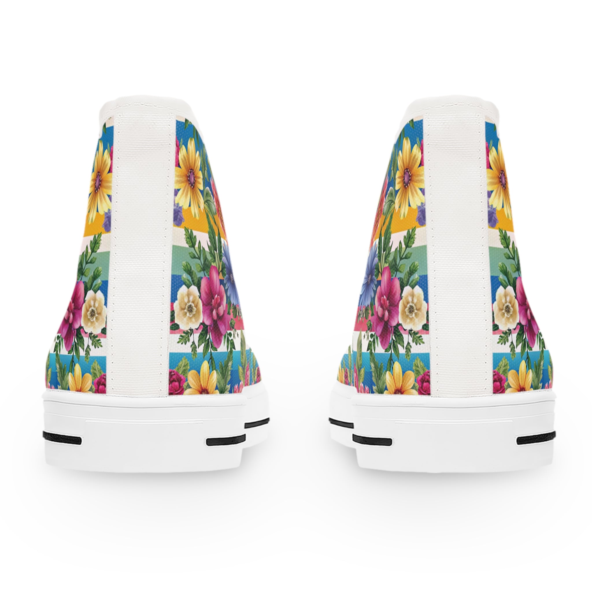 Floral Stripe 4K III Women's High Top Sneakers, Artsulli - Art is Long, Life is Short, Shoes, , , , , , , 