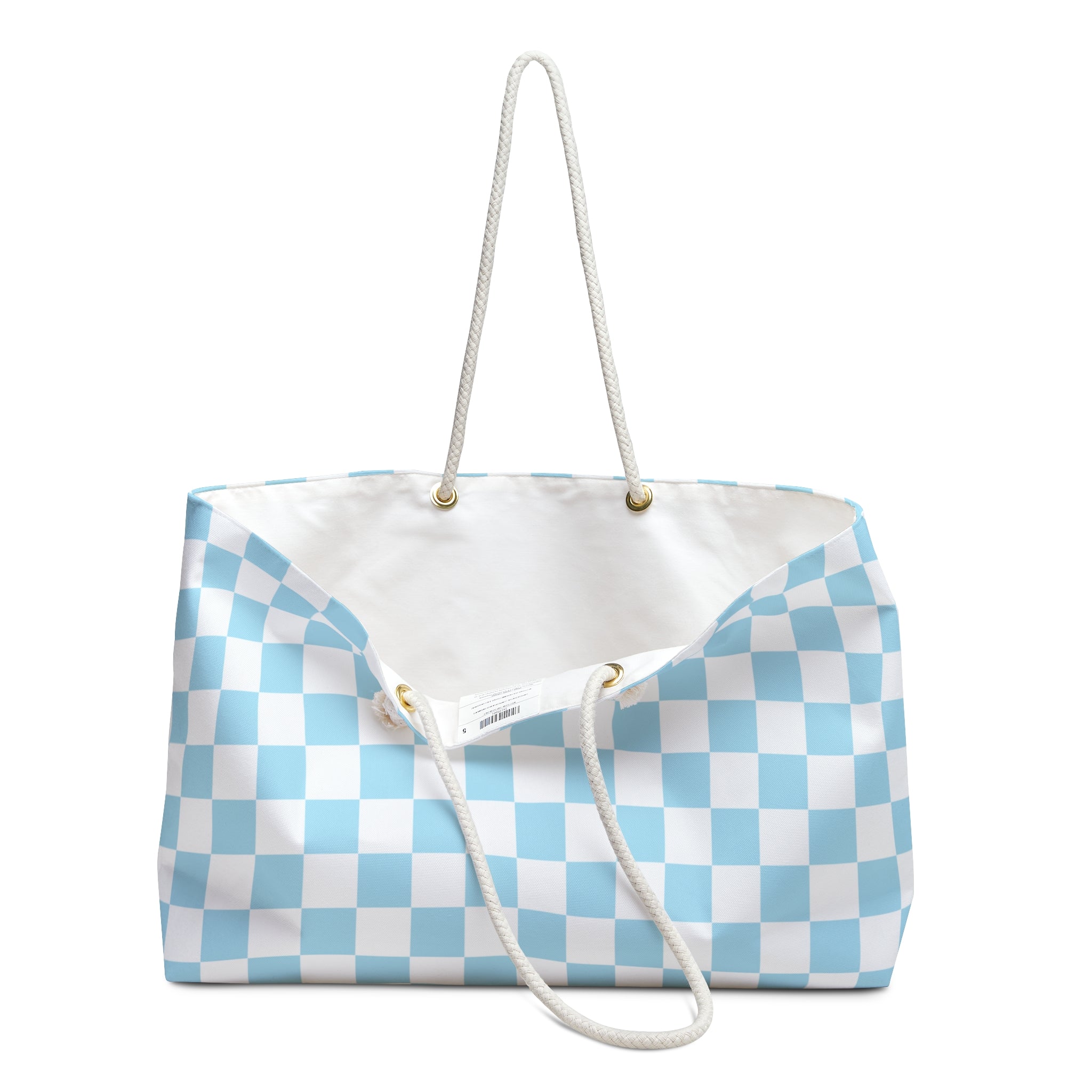 Checkerboard Sky Blue Weekender Bag, Artsulli - Art is Long, Life is Short, Bags, , , , , , , 