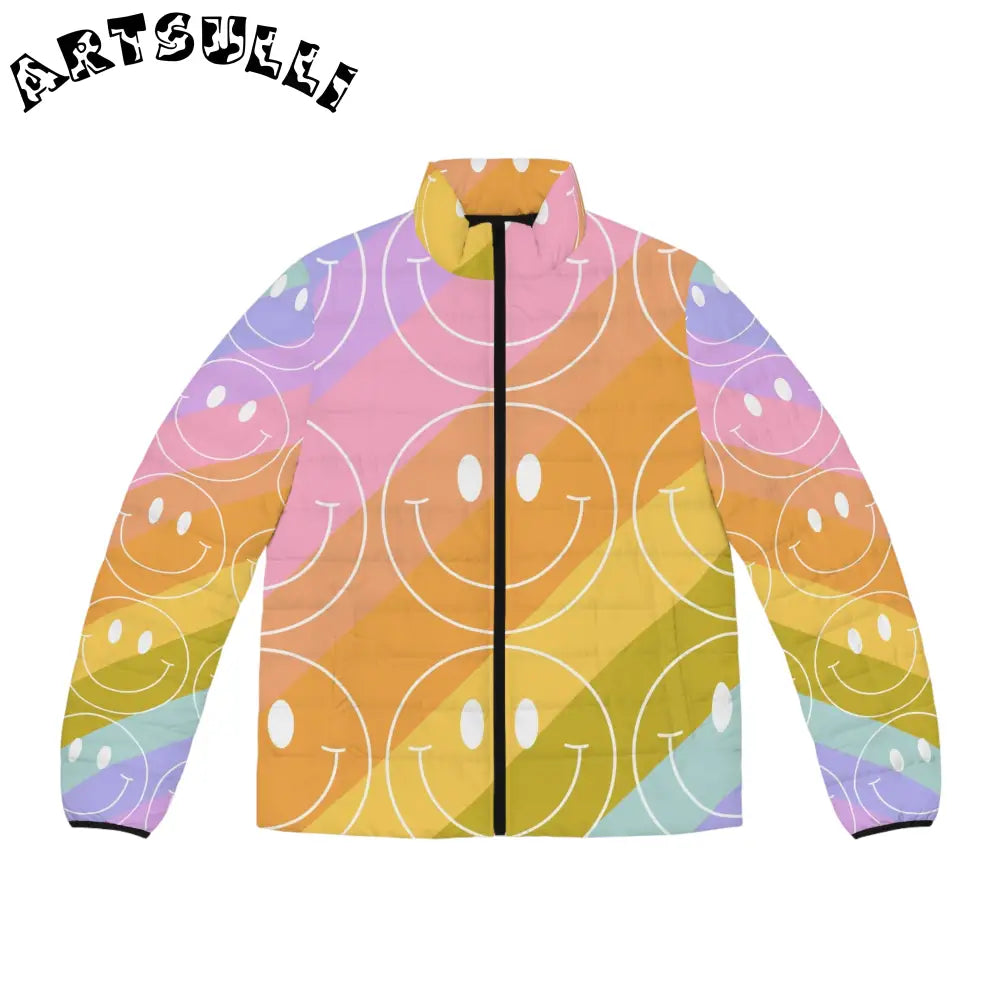 JAKKOUTTHEBXX Smiley Face x Rainbow Stripes Multi-Color Men’s Puffer