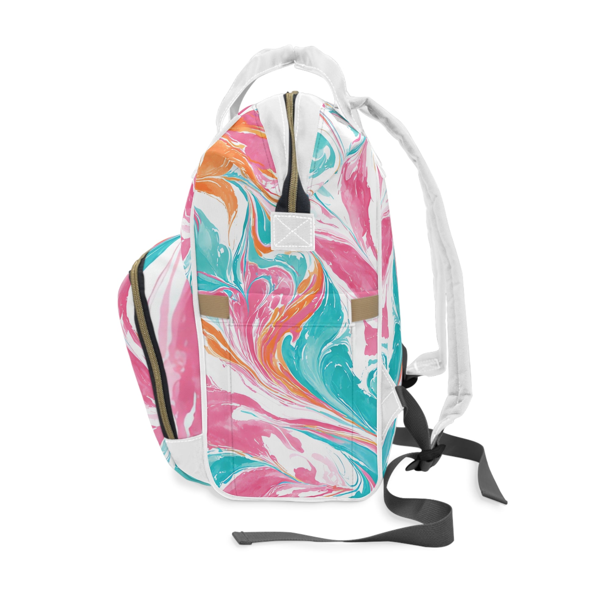 Liquid Pastel Spill Multi-Color Multifunctional Diaper Backpack, Artsulli - Art is Long, Life is Short, Bags, , , , , , , 