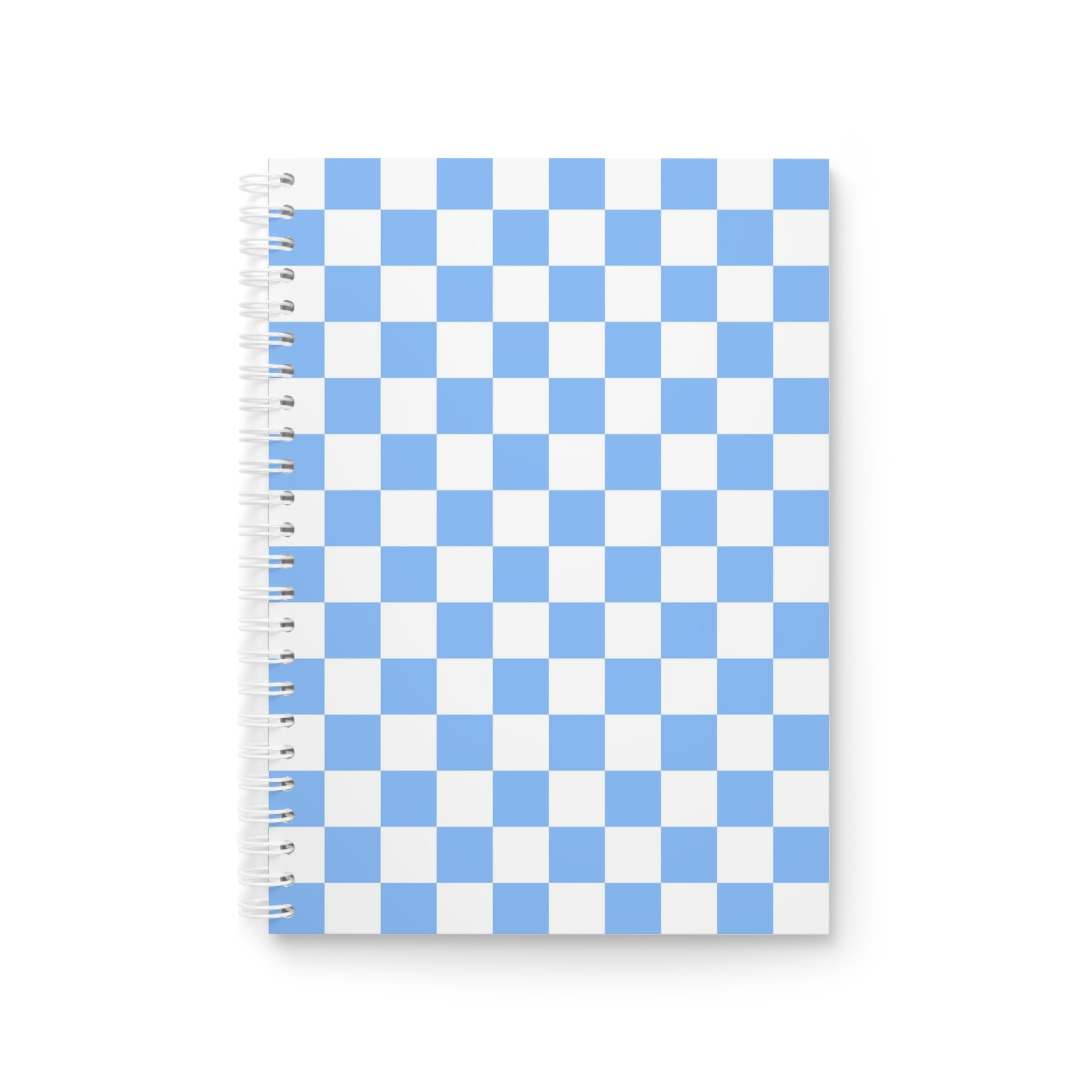 Checkerboard White and Light Blue Spiral Notebook, Artsulli - Art is Long, Life is Short, Paper products, Size, One Size, , , , , 23149282124712241769