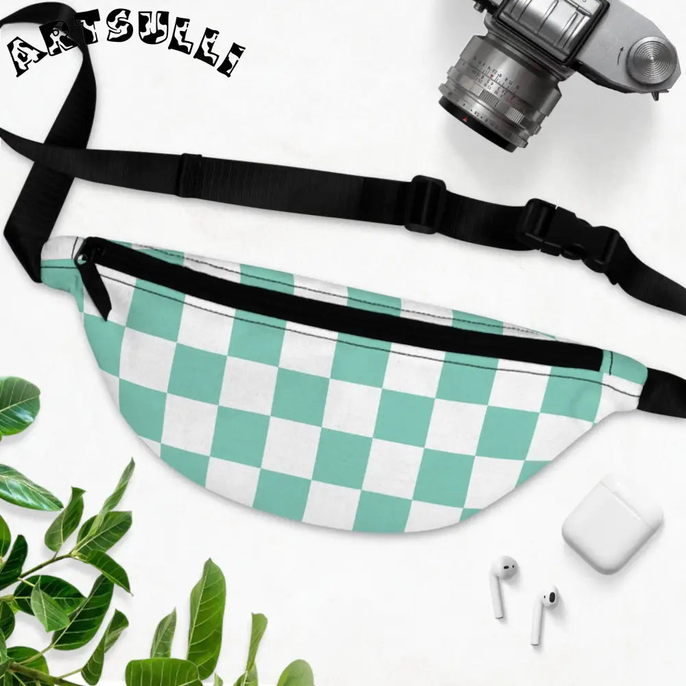 JAKKOUTTHEBXX Checkerboard Light Green Fanny Pack JAKKOUTTHEBXX