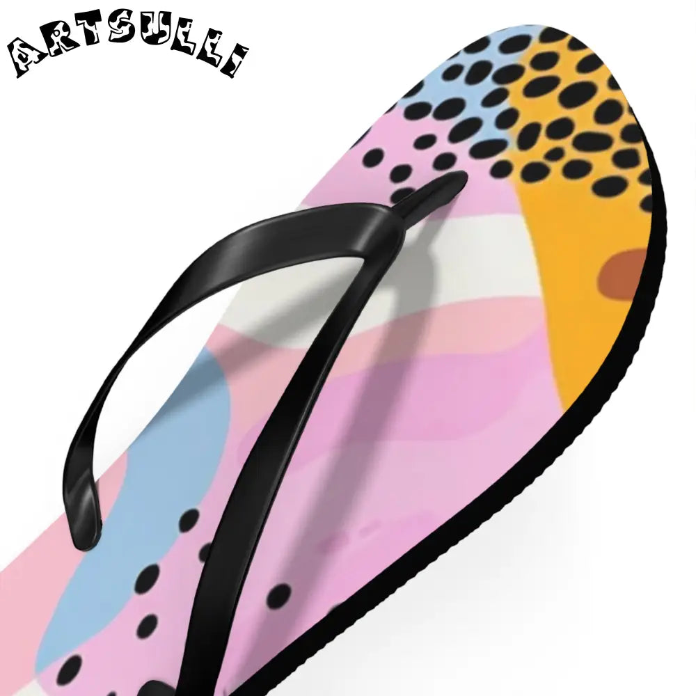 JAKKOUTTHEBXX Colorful Abstract Dots and Shapes Flip Flops