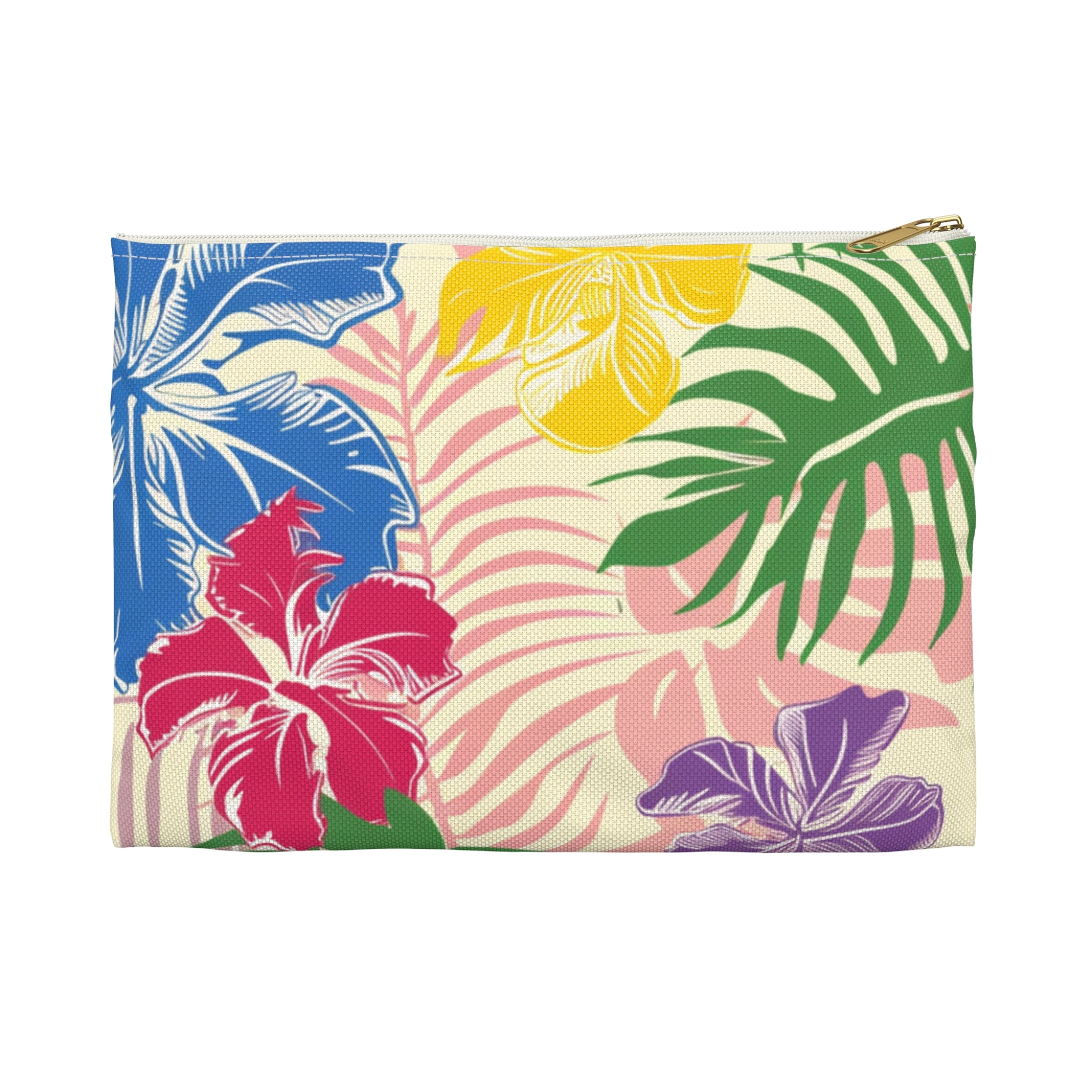 Blooming Tropical Flowers  Accessory Pouch, Artsulli - Art is Long, Life is Short, Bags, Size, Small, Color, White zipper, , , 19172766839562914153