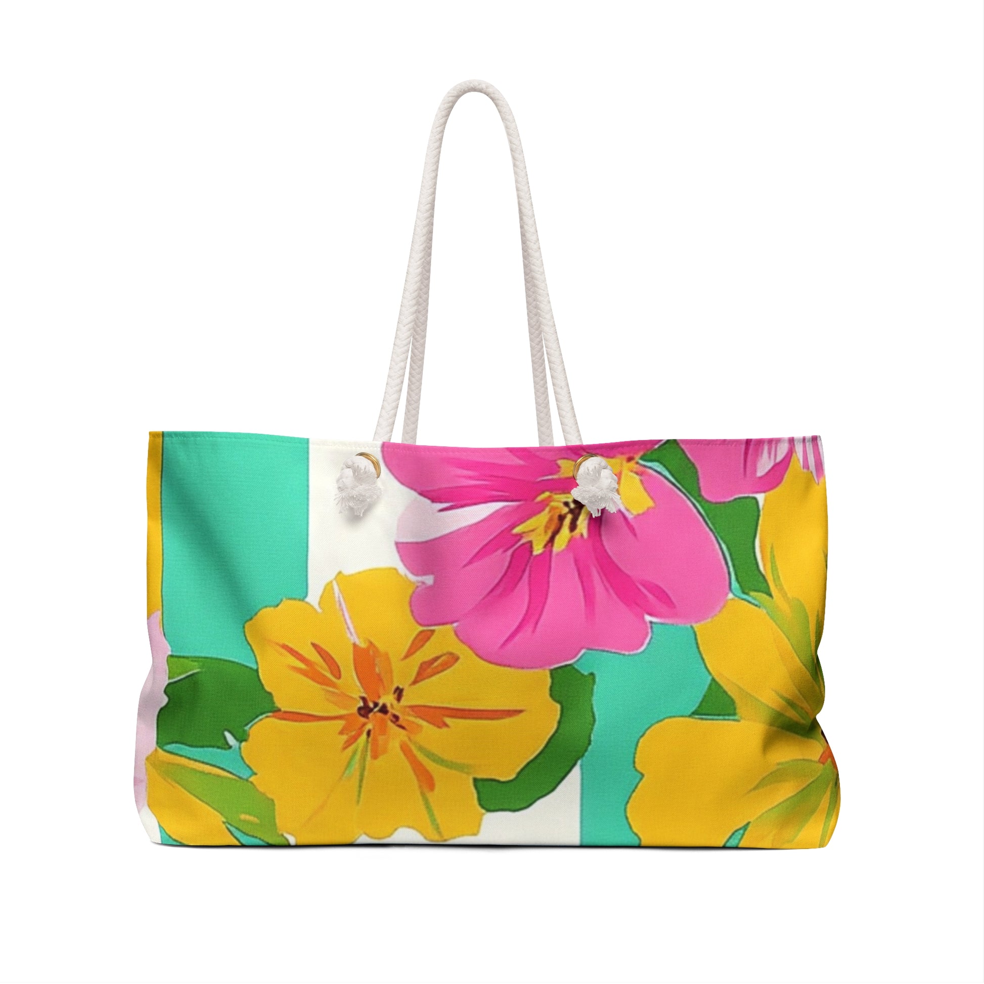 Pastel x Floral x Stripes Multi-Color Weekender Bag, Artsulli - Art is Long, Life is Short, Bags, , , , , , , 