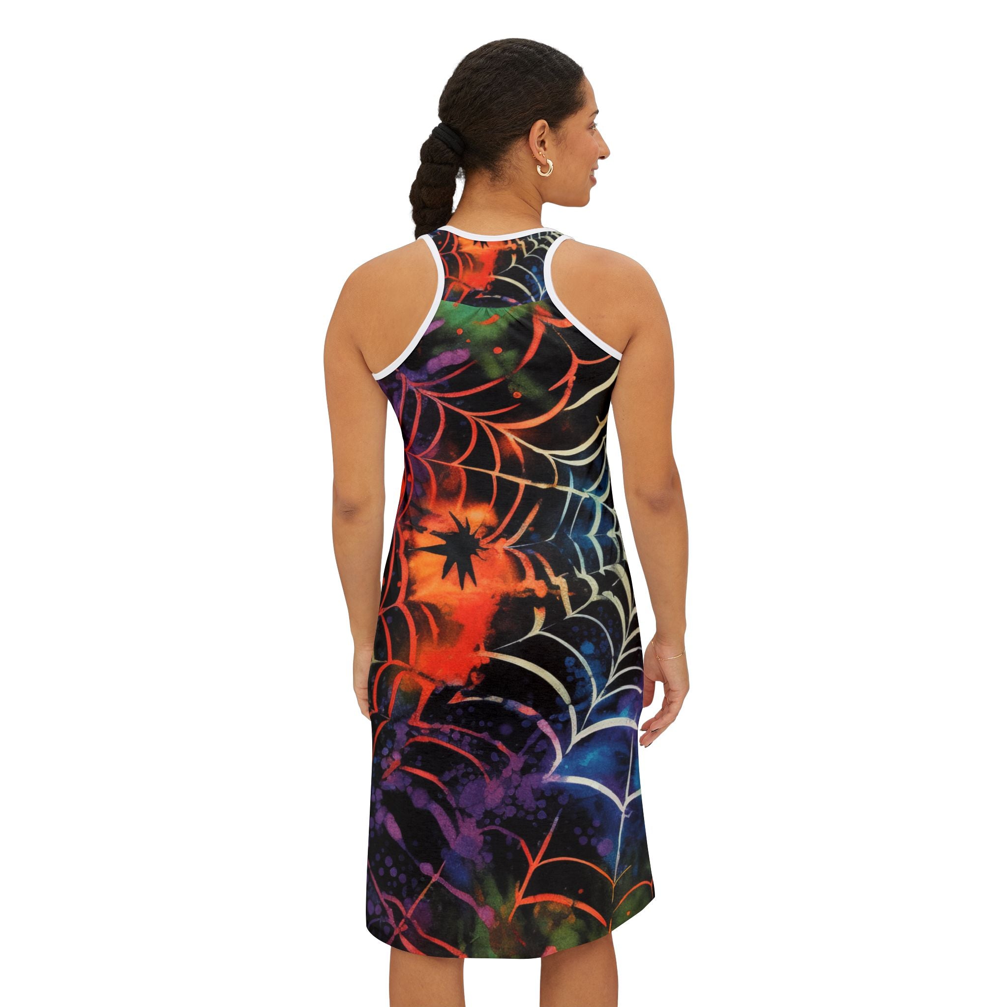 Spider Web Tie Dye Women's Racerback Dress (AOP), Artsulli - Art is Long, Life is Short, Tank Top, , , , , , , 
