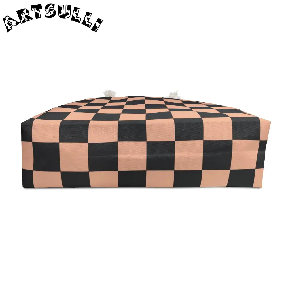 JAKKOUTTHEBXX Checkerboard Soft Orange and Black Weekender Bag