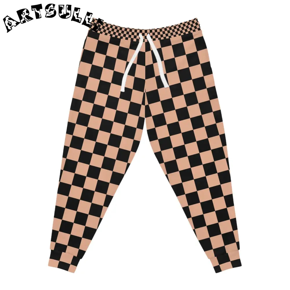 JAKKOUTTHEBXX Checkerboard Soft Orange and Black Athletic Joggers