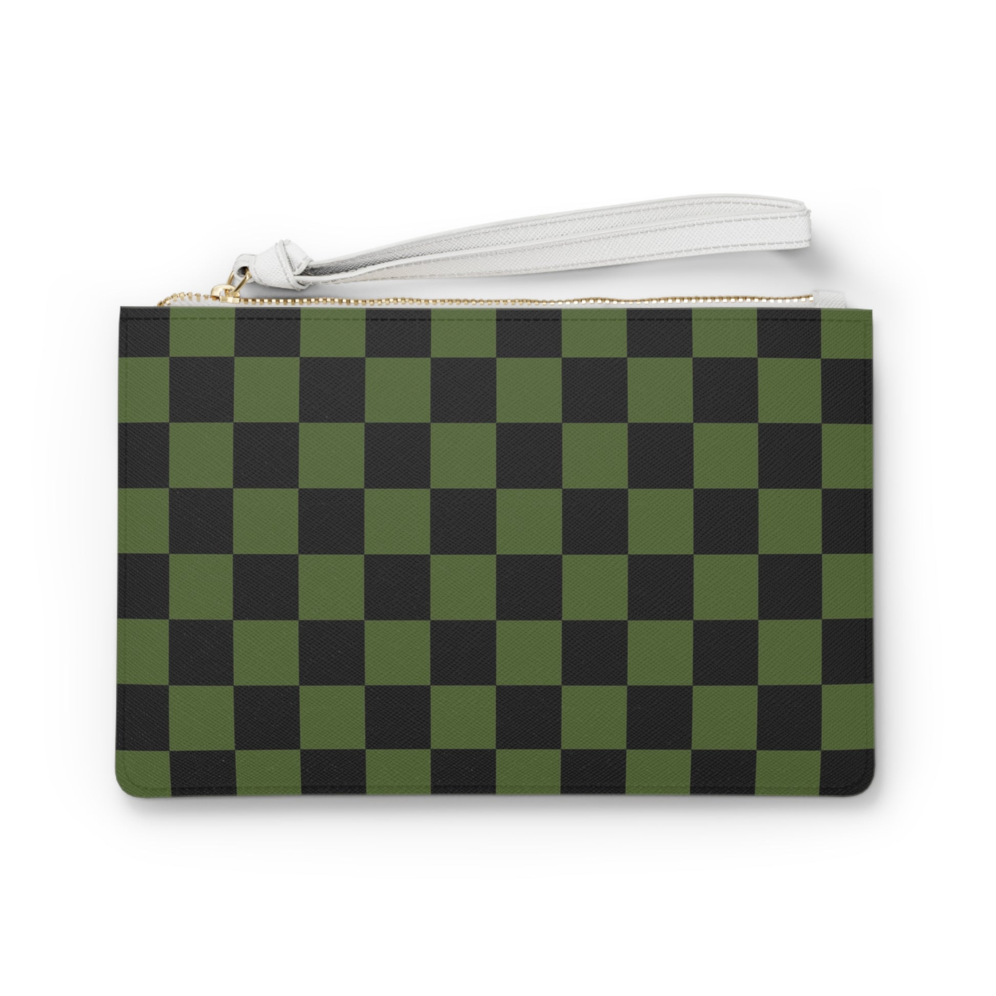 Checkerboard Olive Green and Black Clutch Bag, Artsulli - Art is Long, Life is Short, Bags, Size, One size, , , , , 42574719918184270224
