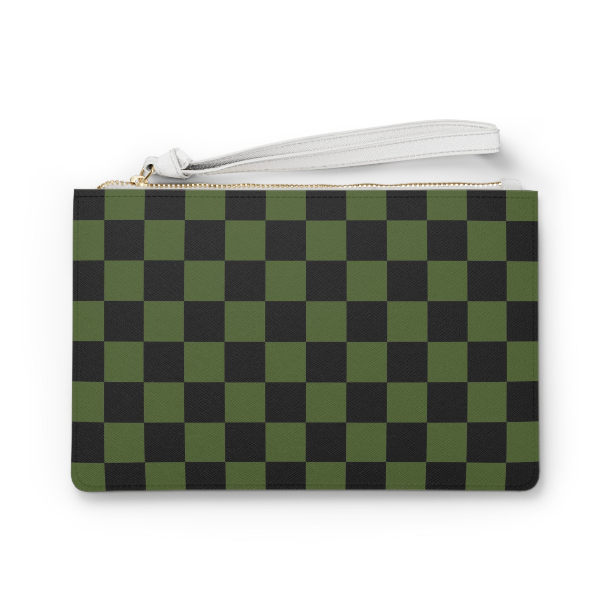 Checkerboard Olive Green and Black Clutch Bag, Artsulli - Art is Long, Life is Short, Bags, Size, One size, , , , , 42574719918184270224