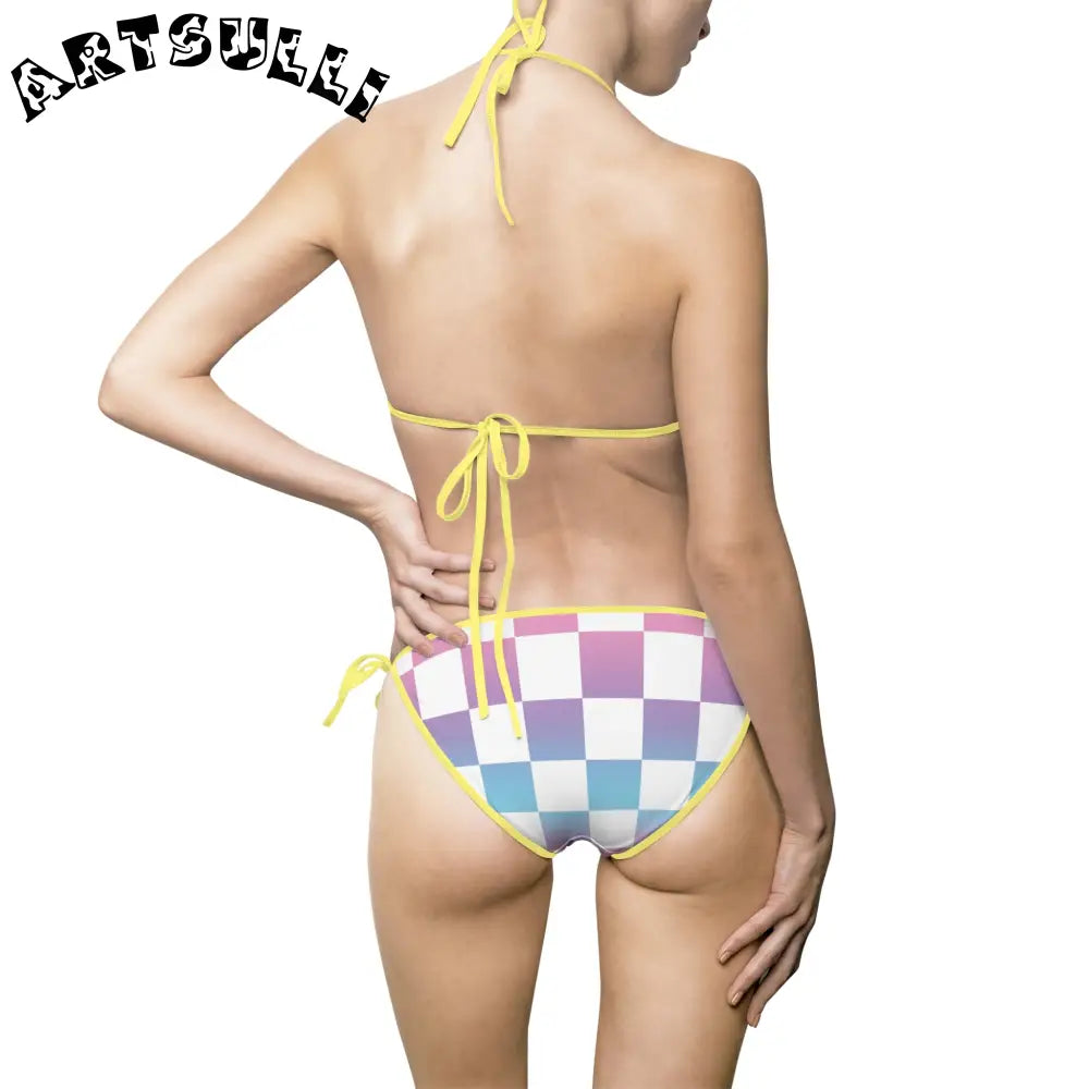 JAKKOUTTHEBXX Vaporwave Check Women’s Bikini Swimsuit (AOP)