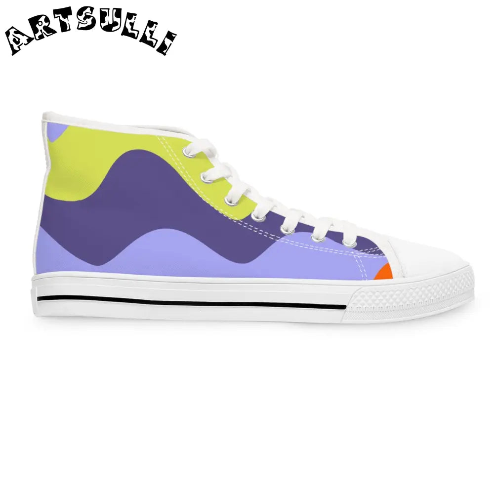 JAKKOUTTHEBXX Waves Blue and Yellow Women’s High Top Sneakers