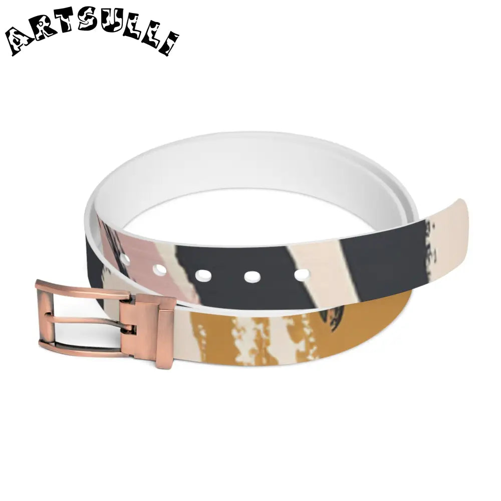 JAKKOUTTHEBXX white abstract pattern belt with black buckle