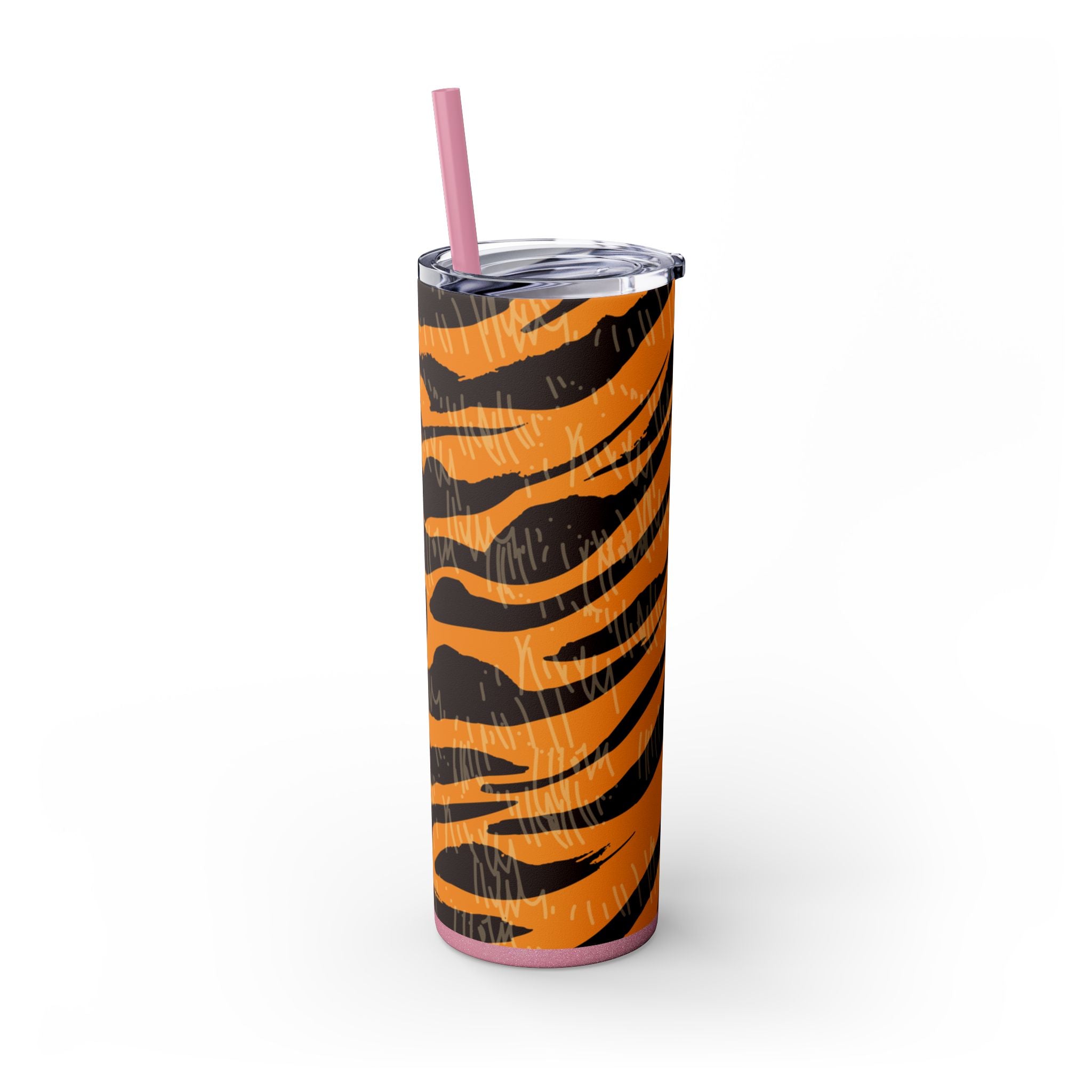 Tiger Scratches Orange & Black Skinny Tumbler with Straw, 20oz, Artsulli - Art is Long, Life is Short, Mug, , , , , , , 