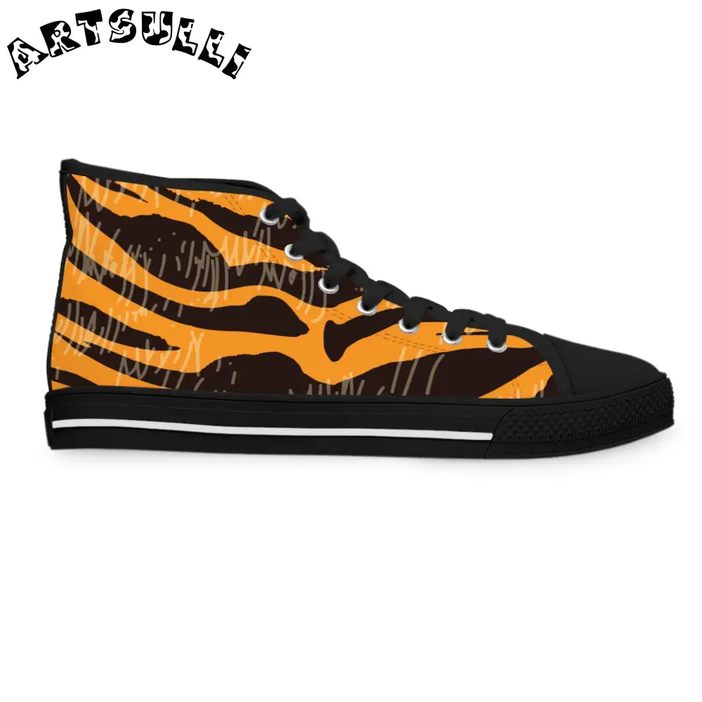 JAKKOUTTHEBXX Tiger Scratches Orange and Black Women’s High Top