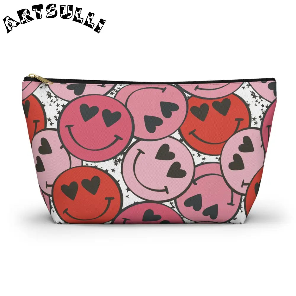 JAKKOUTTHEBXX Smiley Face x Heart Eyes Red and Pink cessory Pouch w